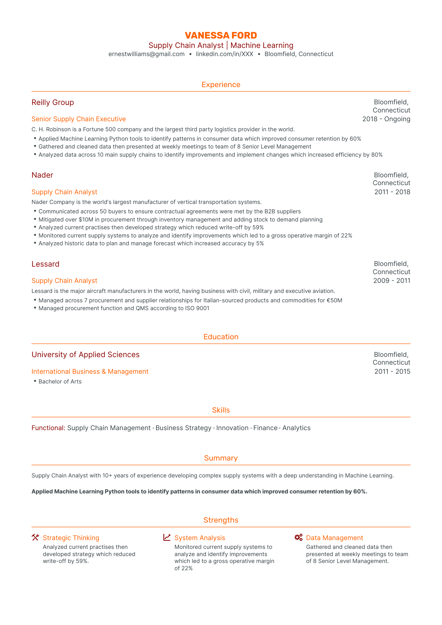 Traditional Supply Chain Analyst Resume Template