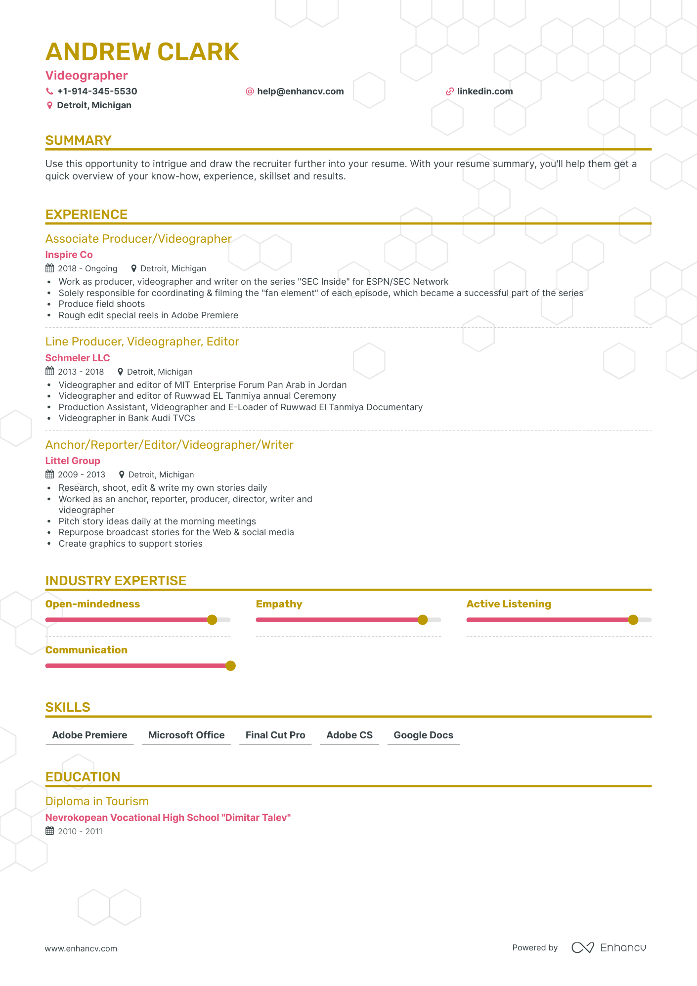 Classic Videographer Resume Template