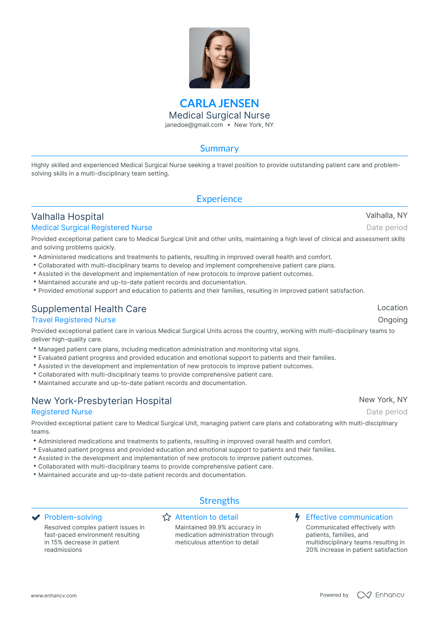 Traditional Medical Surgical Nurse Resume Template
