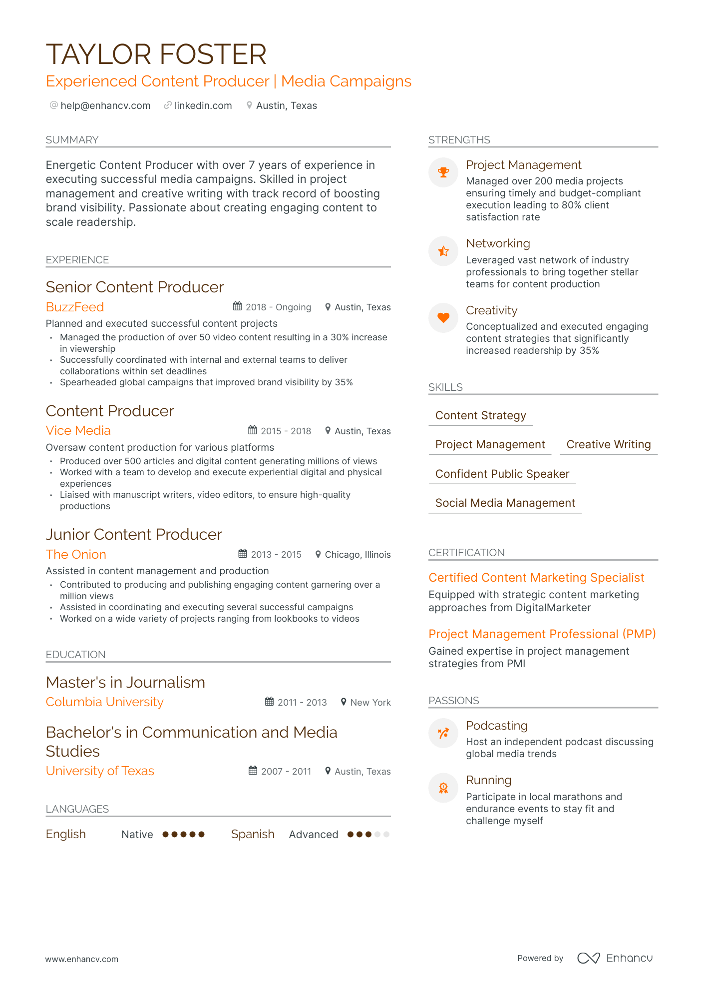 undefined Creative Producer Resume Template