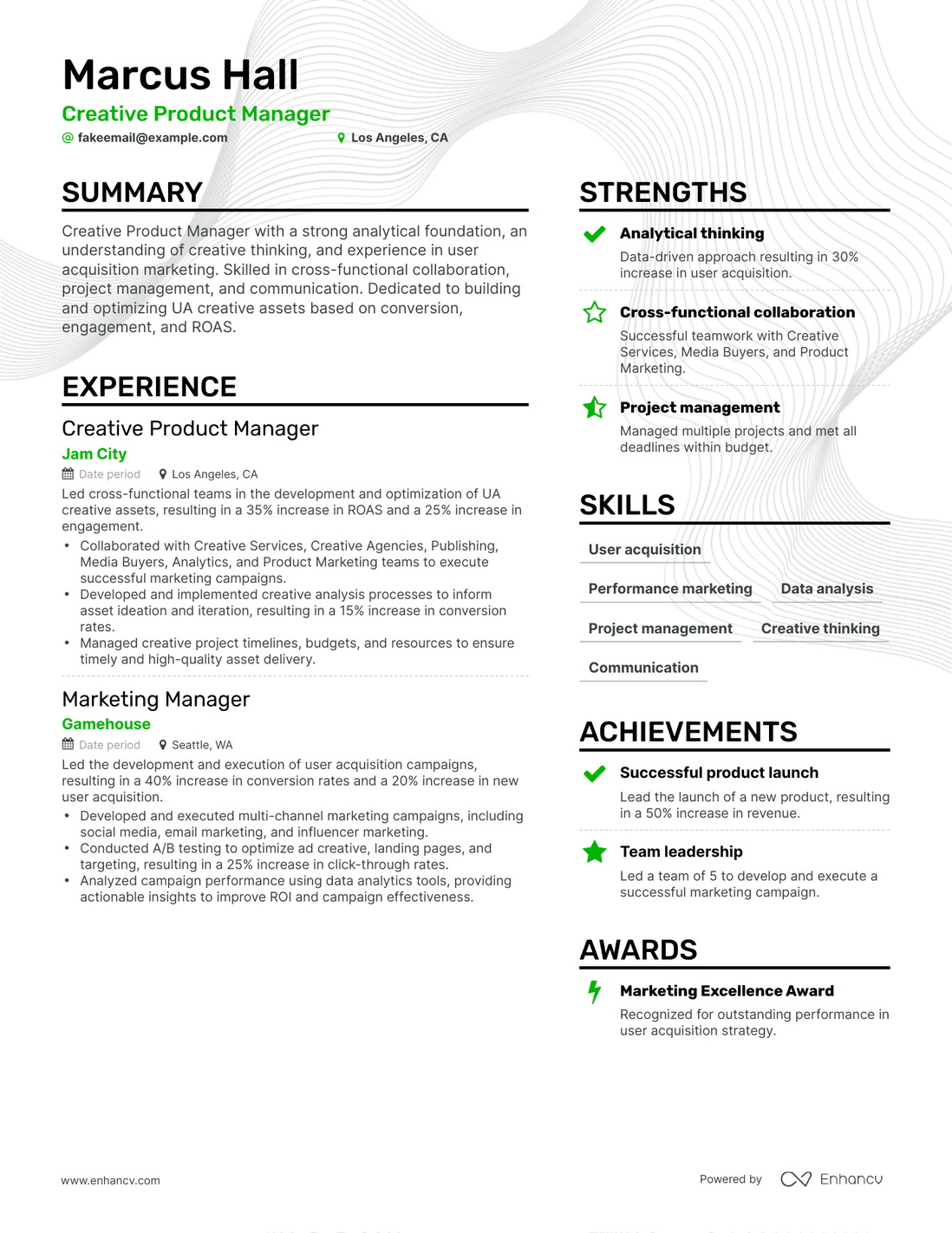 Simple Creative Product Manager Resume Template