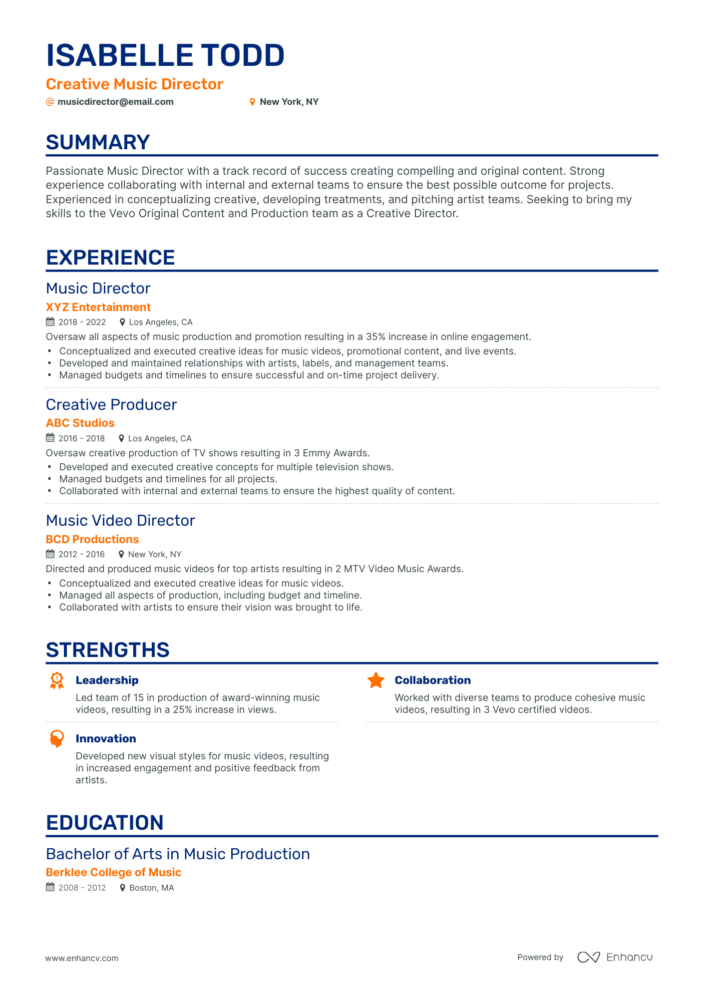 Classic Music Director Resume Template