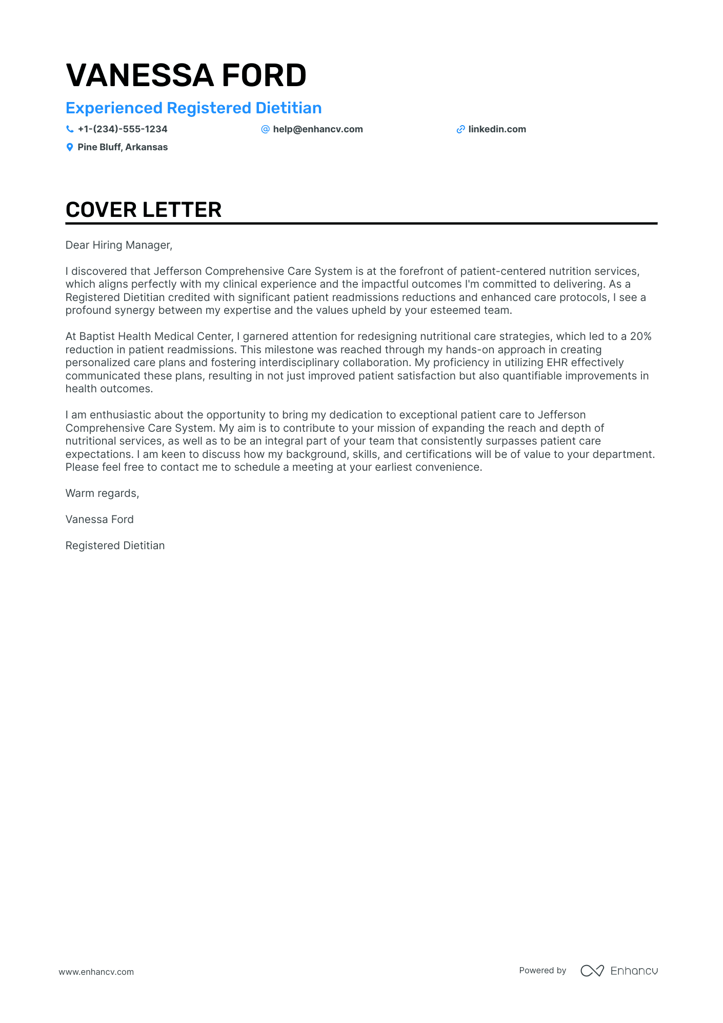 cover letter for health and wellness