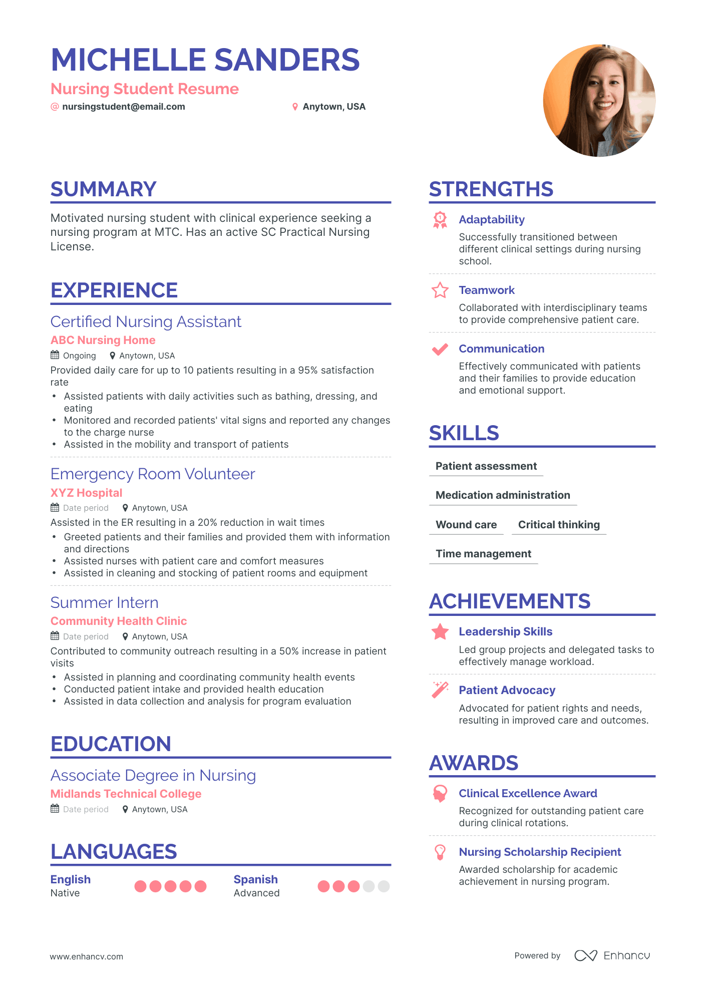 Simple Nursing Student Resume Template
