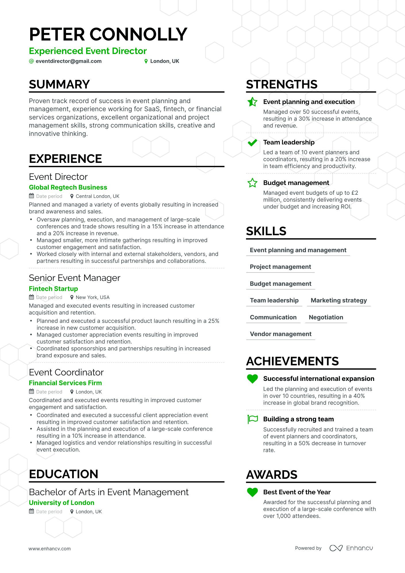 Simple Event Director Resume Template