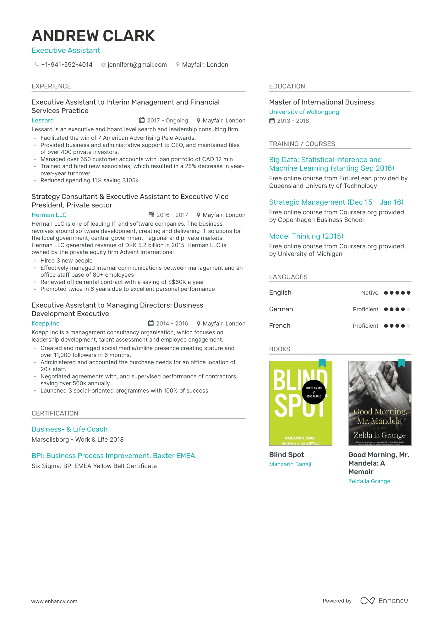 Modern Executive Assistant Resume Template