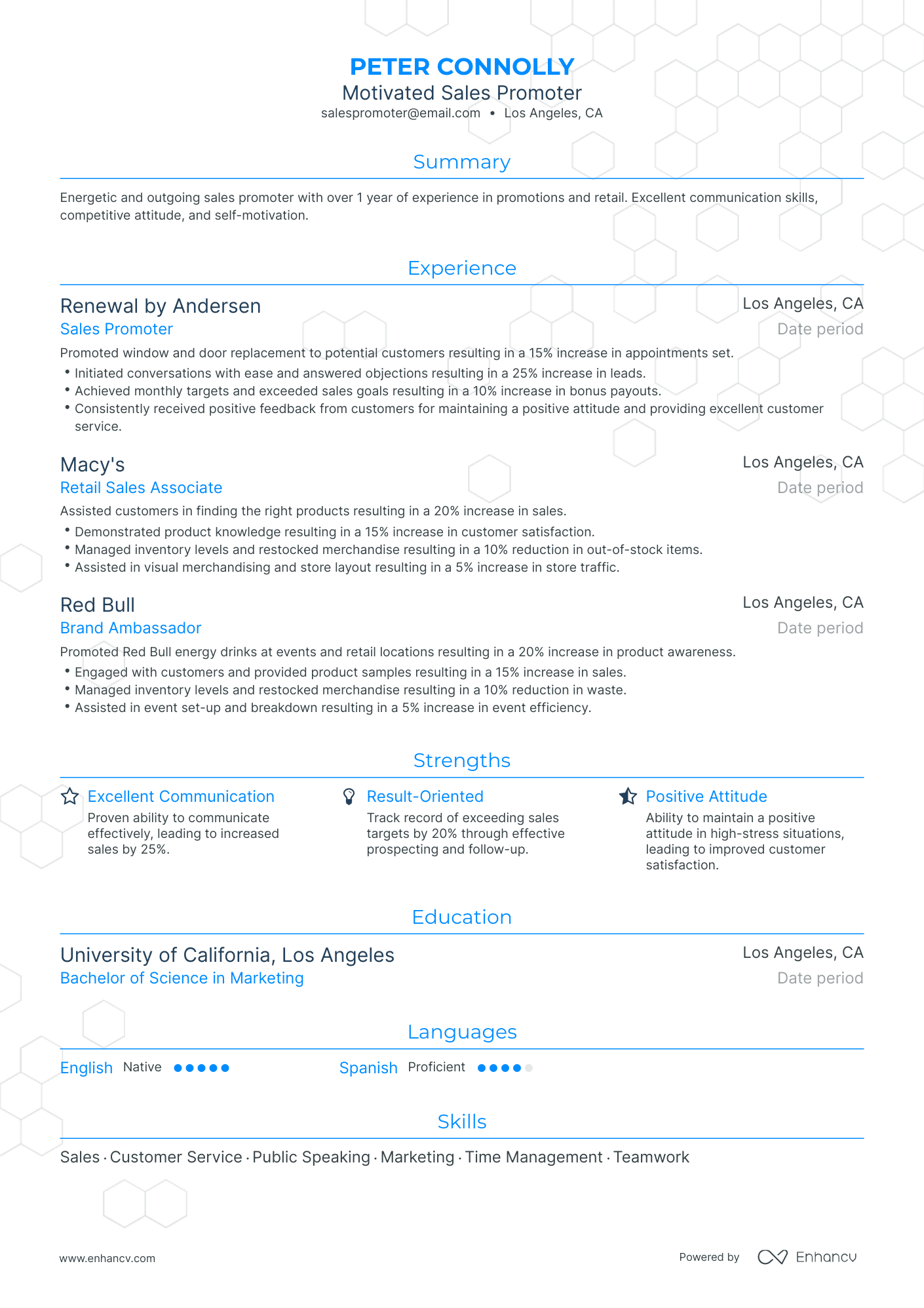 Traditional Sales Promoter Resume Template