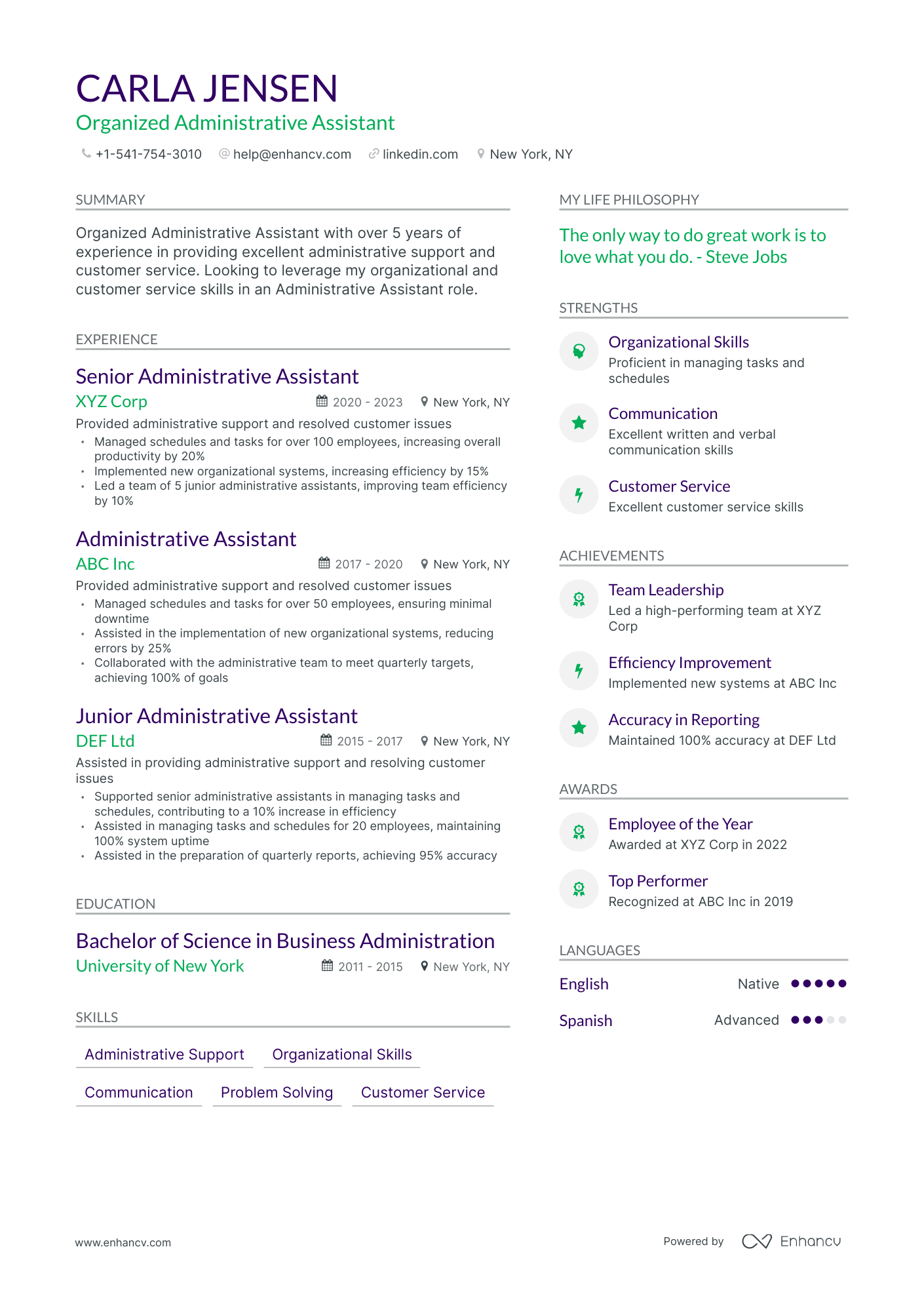 Modern Administrative Assistant Resume Template