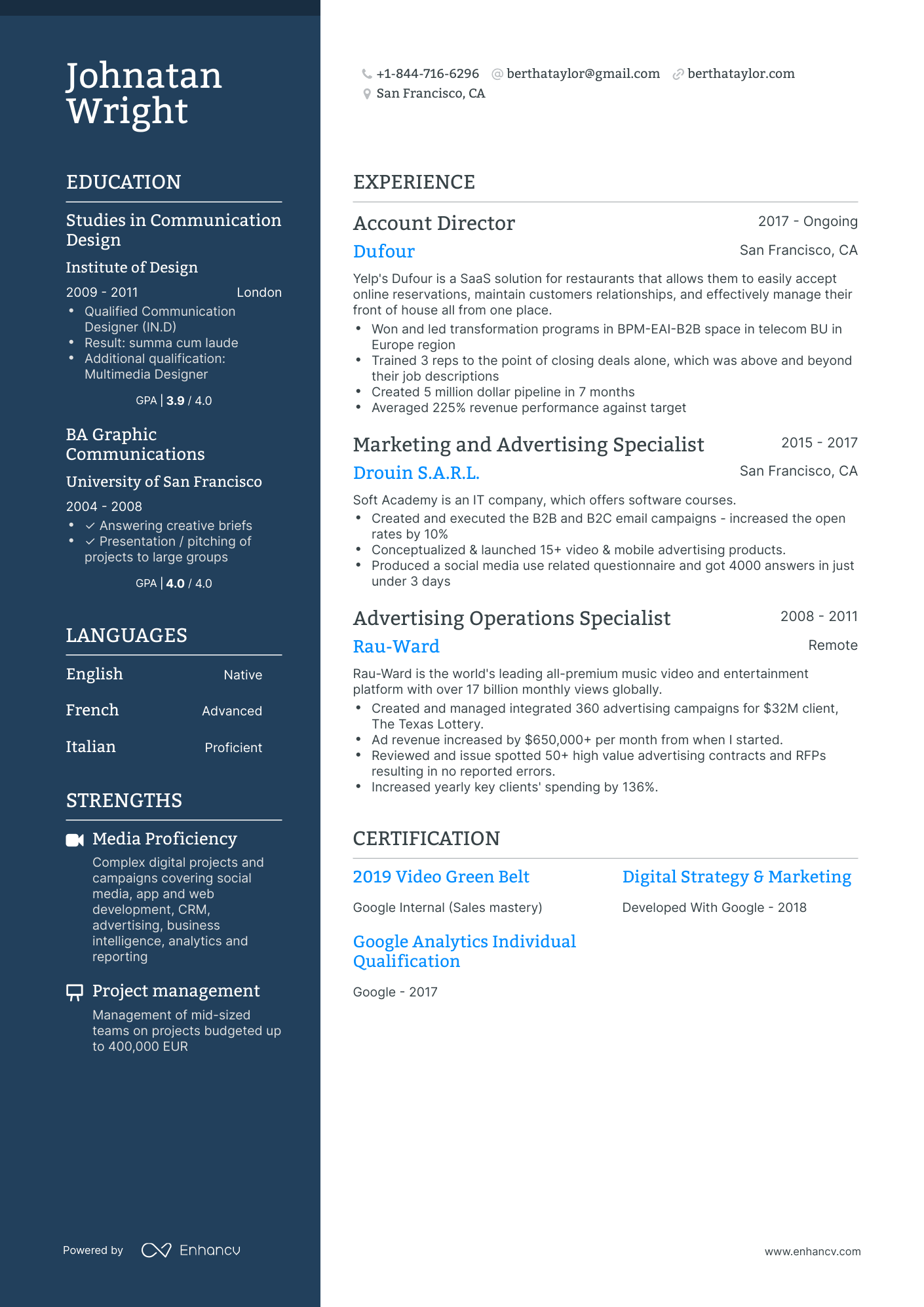 Polished Advertising Resume Template