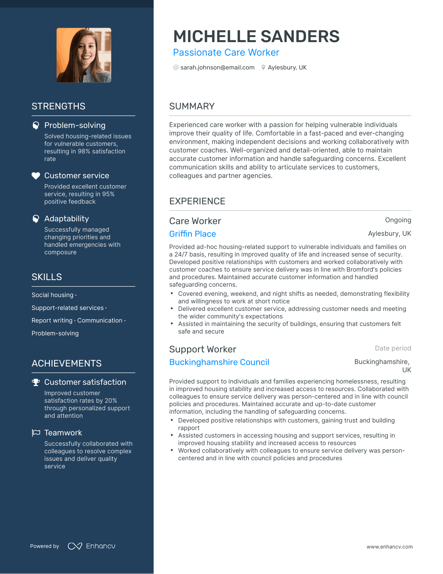 Polished Care Worker Resume Template