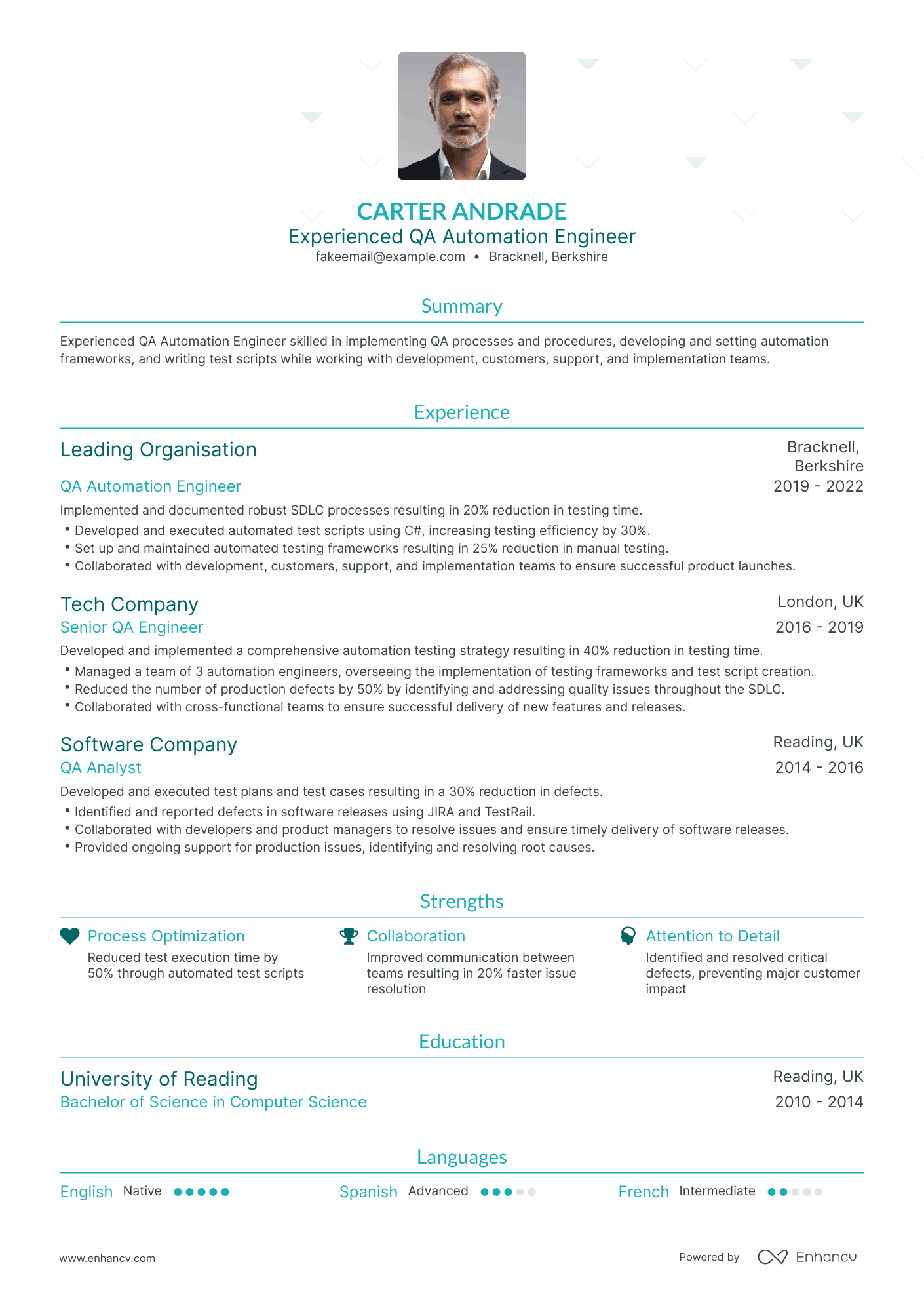 Traditional QA Automation Resume Template