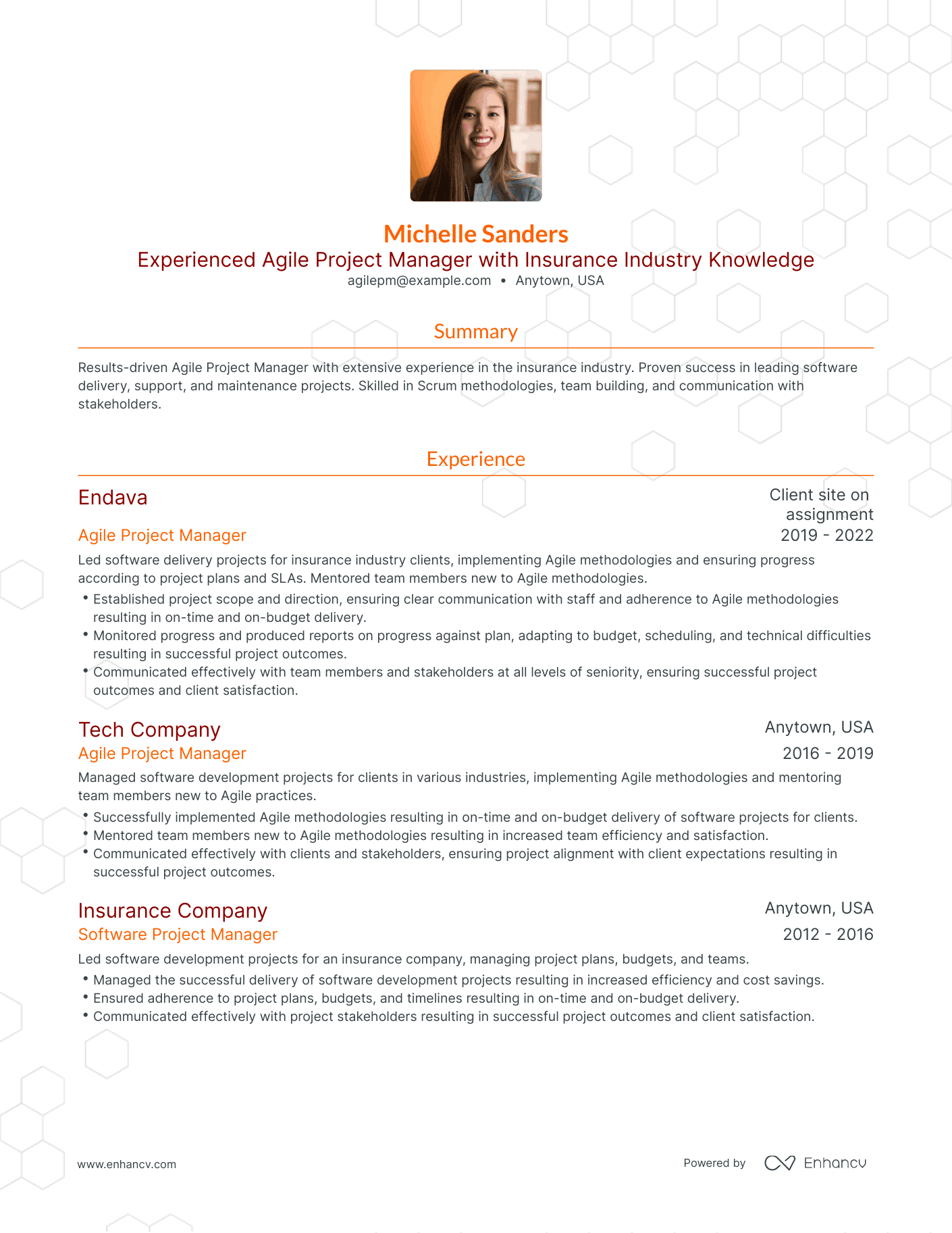 Traditional Agile Project Manager Resume Template