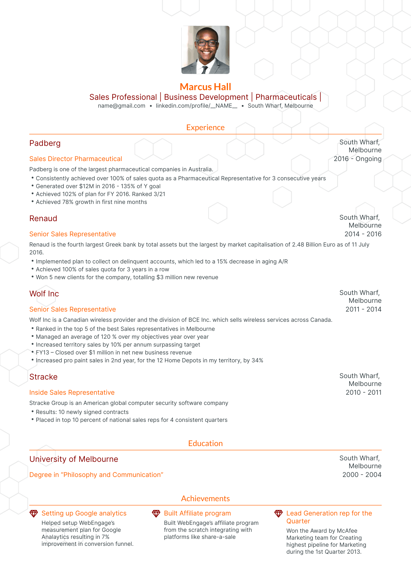 Traditional Pharmaceutical Sales Rep Resume Template