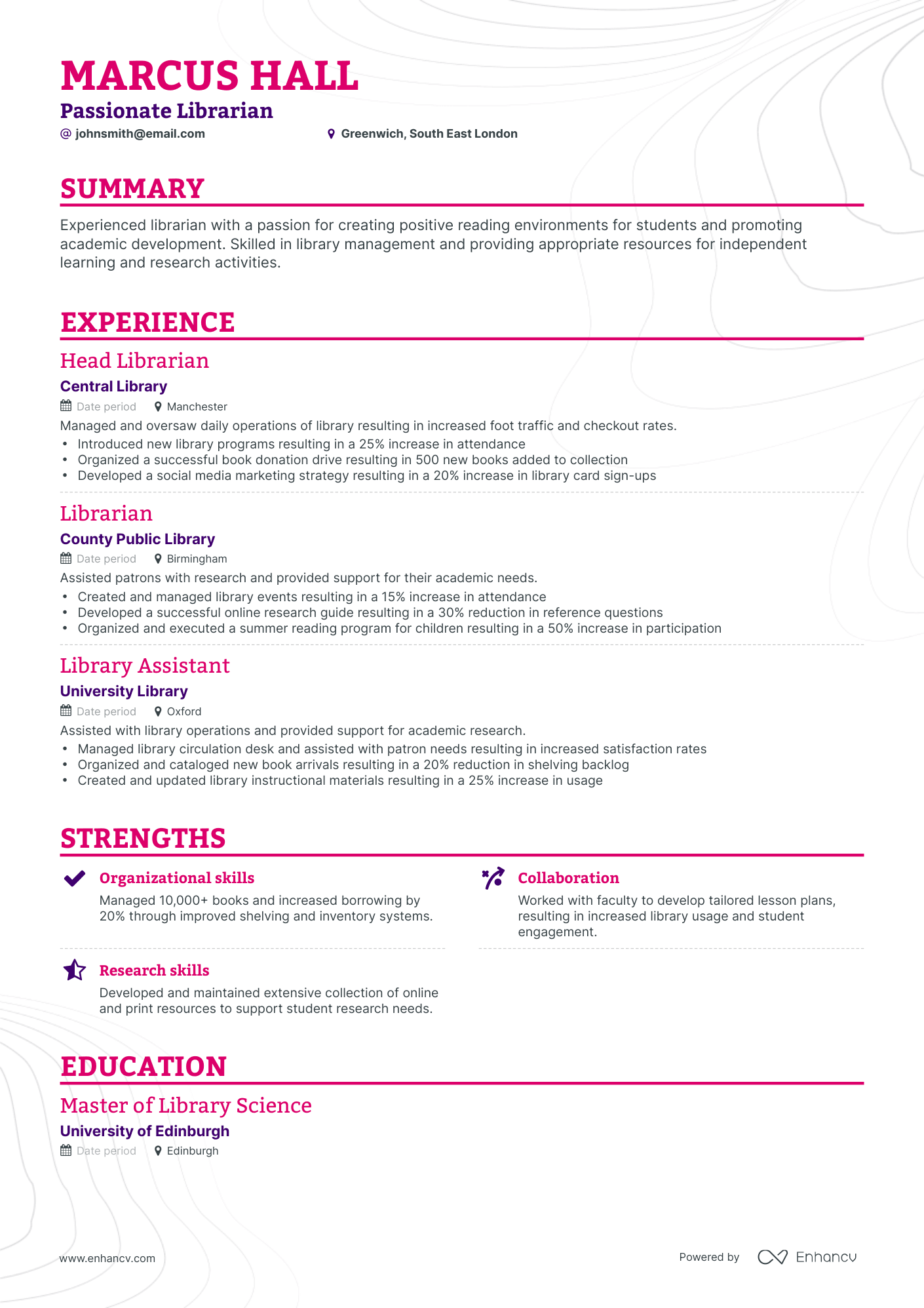 Classic Librarian Resume Template