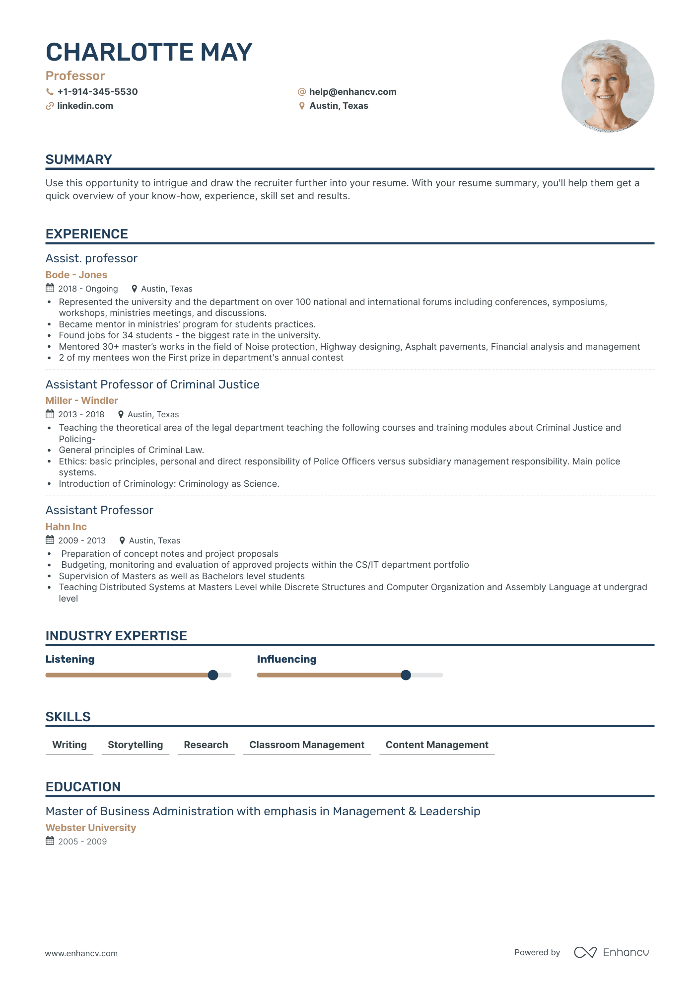Classic Professor Resume Template