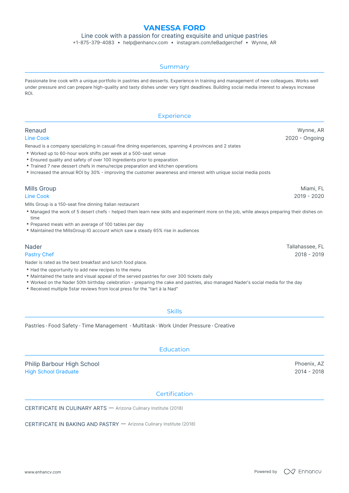 Traditional Line Cook Resume Template