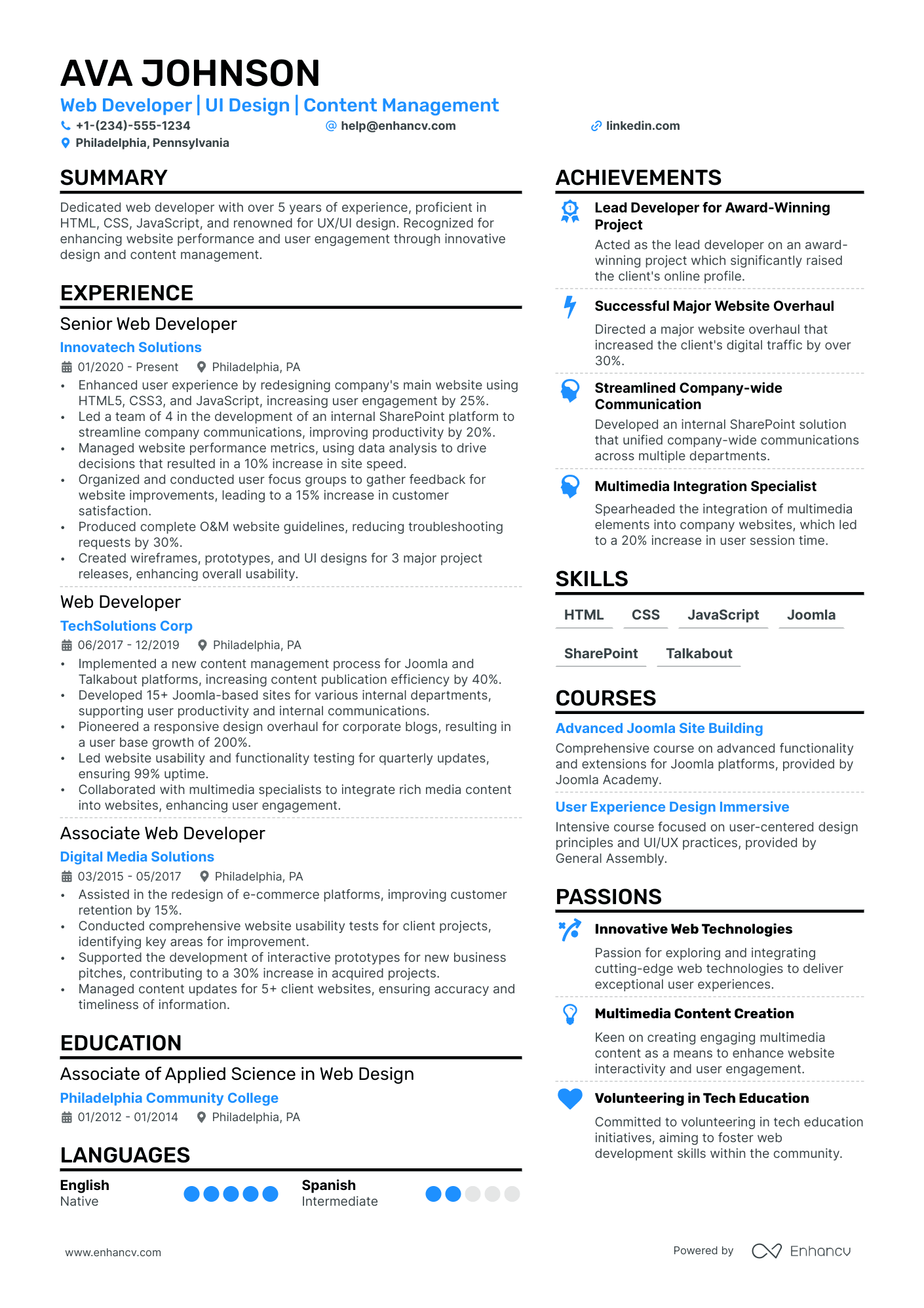 resume profile example designer