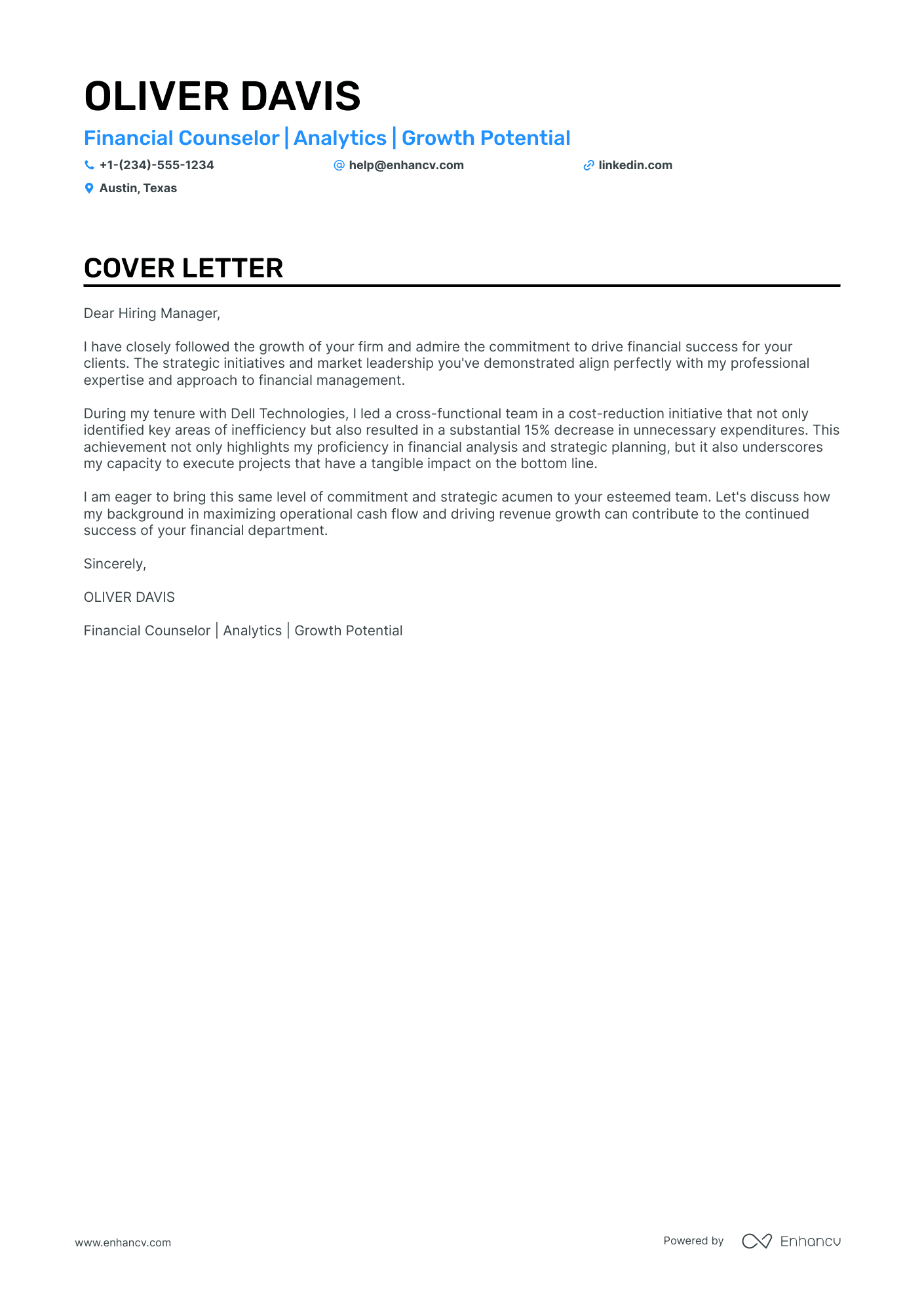cover letter for financial consultant job