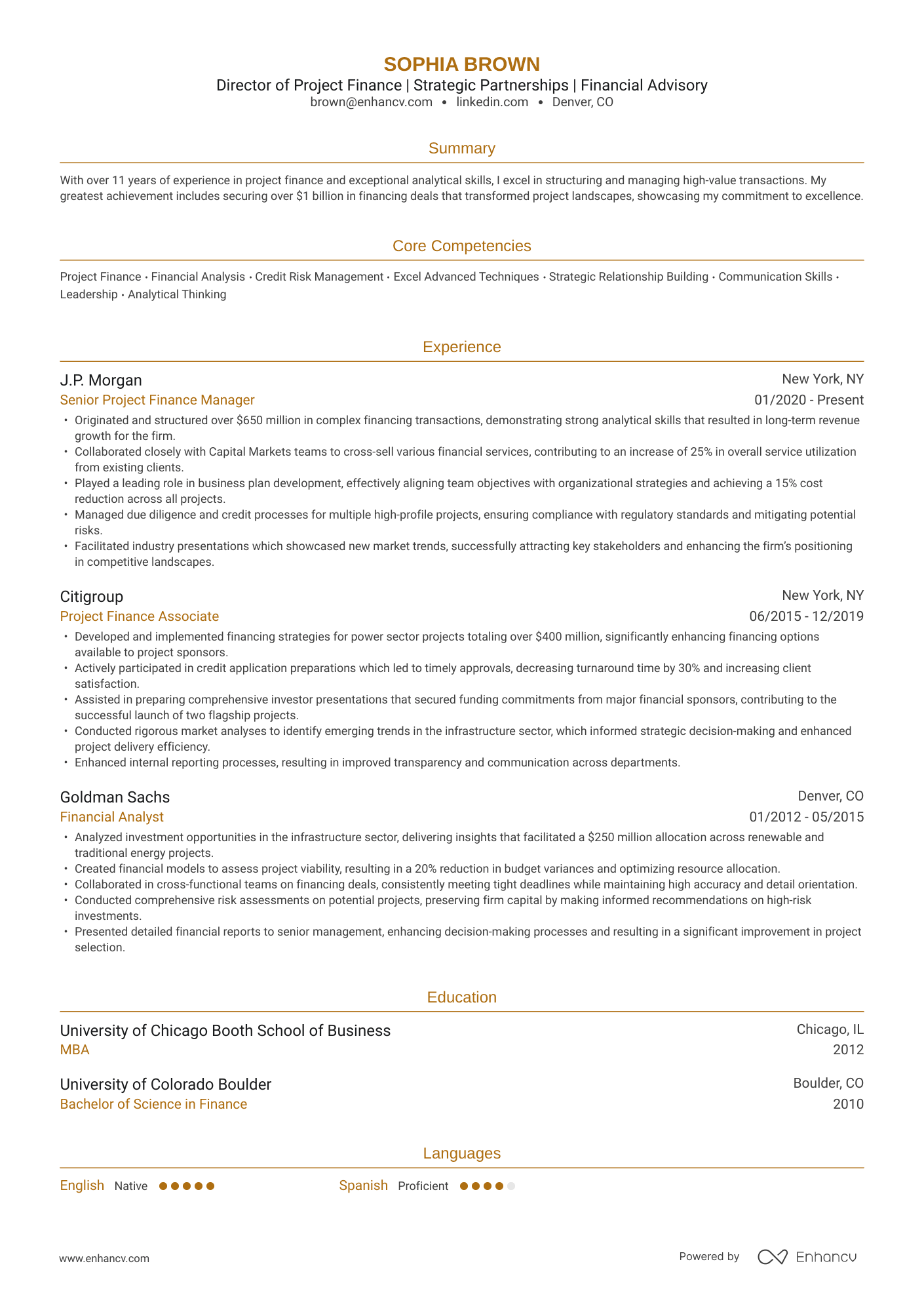 A resume example of a Investment Banking Director