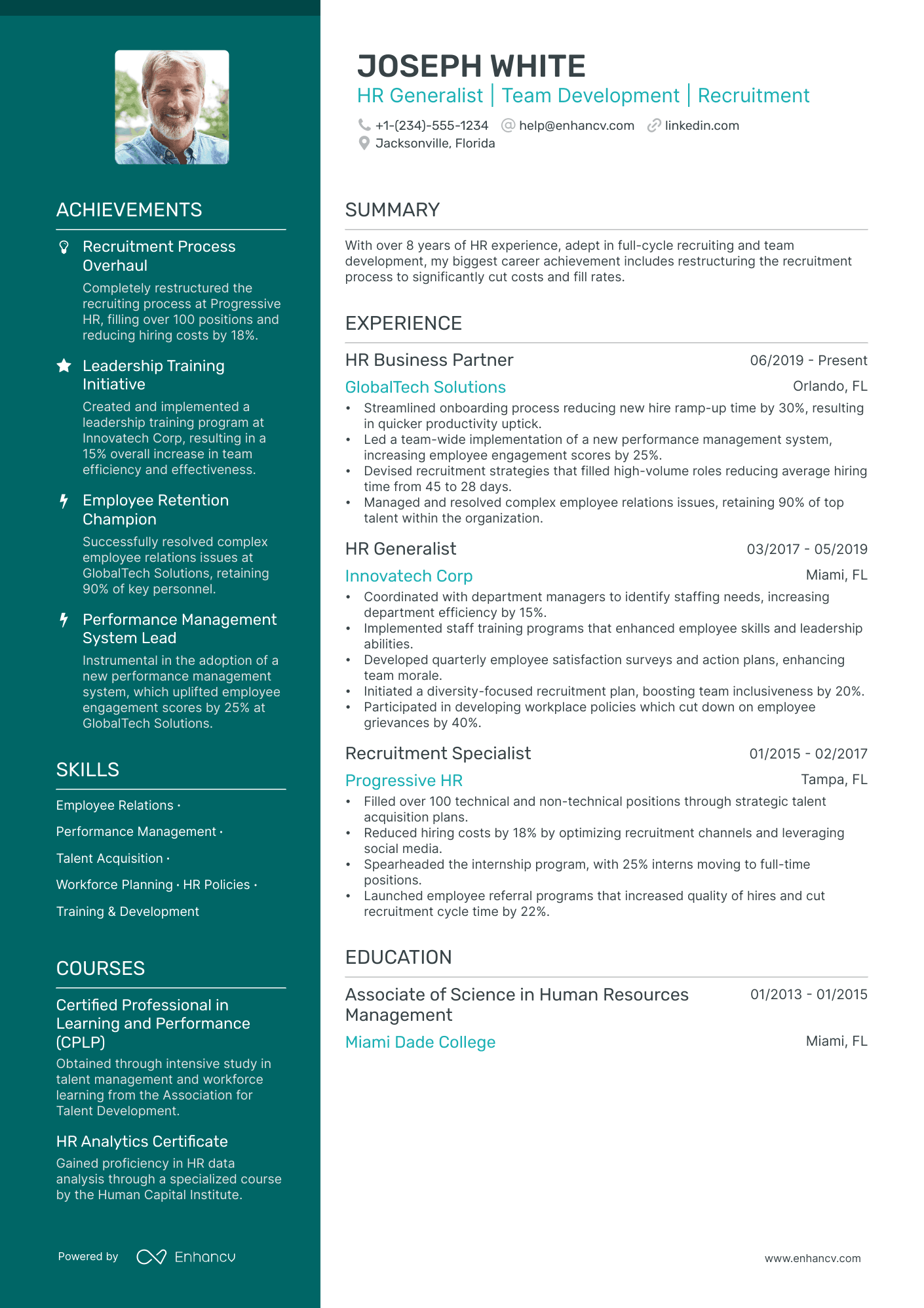 sample resume for hr generalist in india