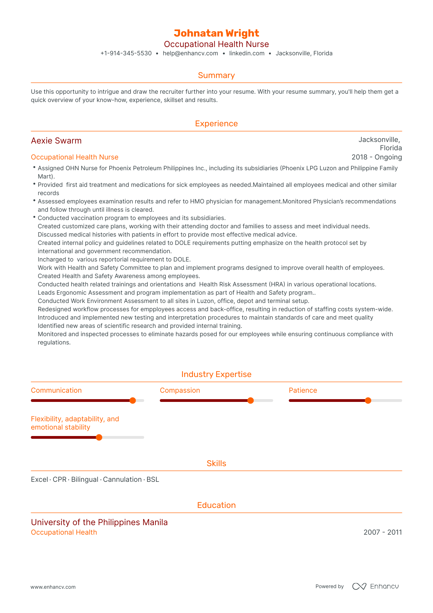 Occupational Health Nurse Resume Examples & Guide for 2023 (Layout ...