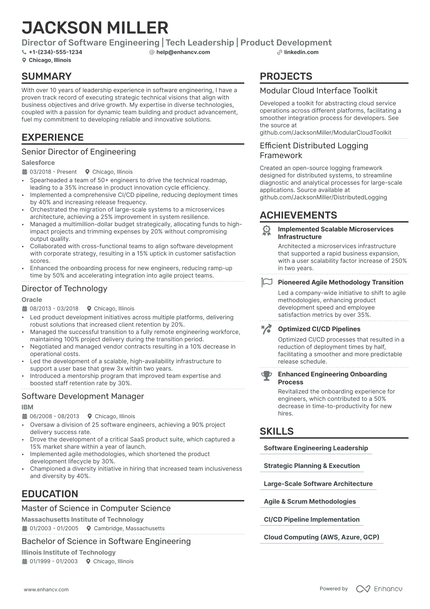 resume sample for software developer