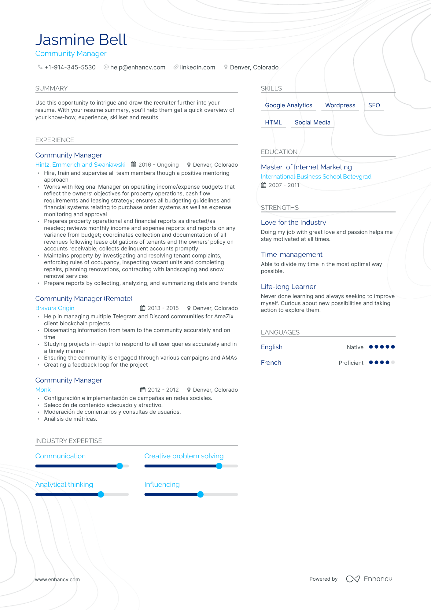 Community Manager Resume Examples & Guide for 2023 (Layout, Skills ...