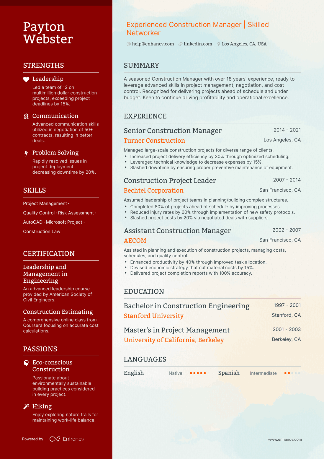 undefined Construction Business Owner Resume Template
