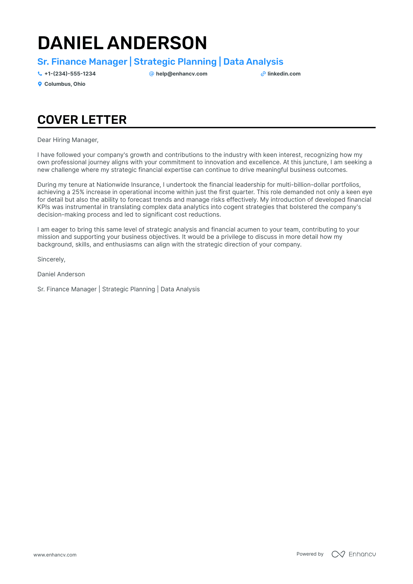 cover letter applying for finance