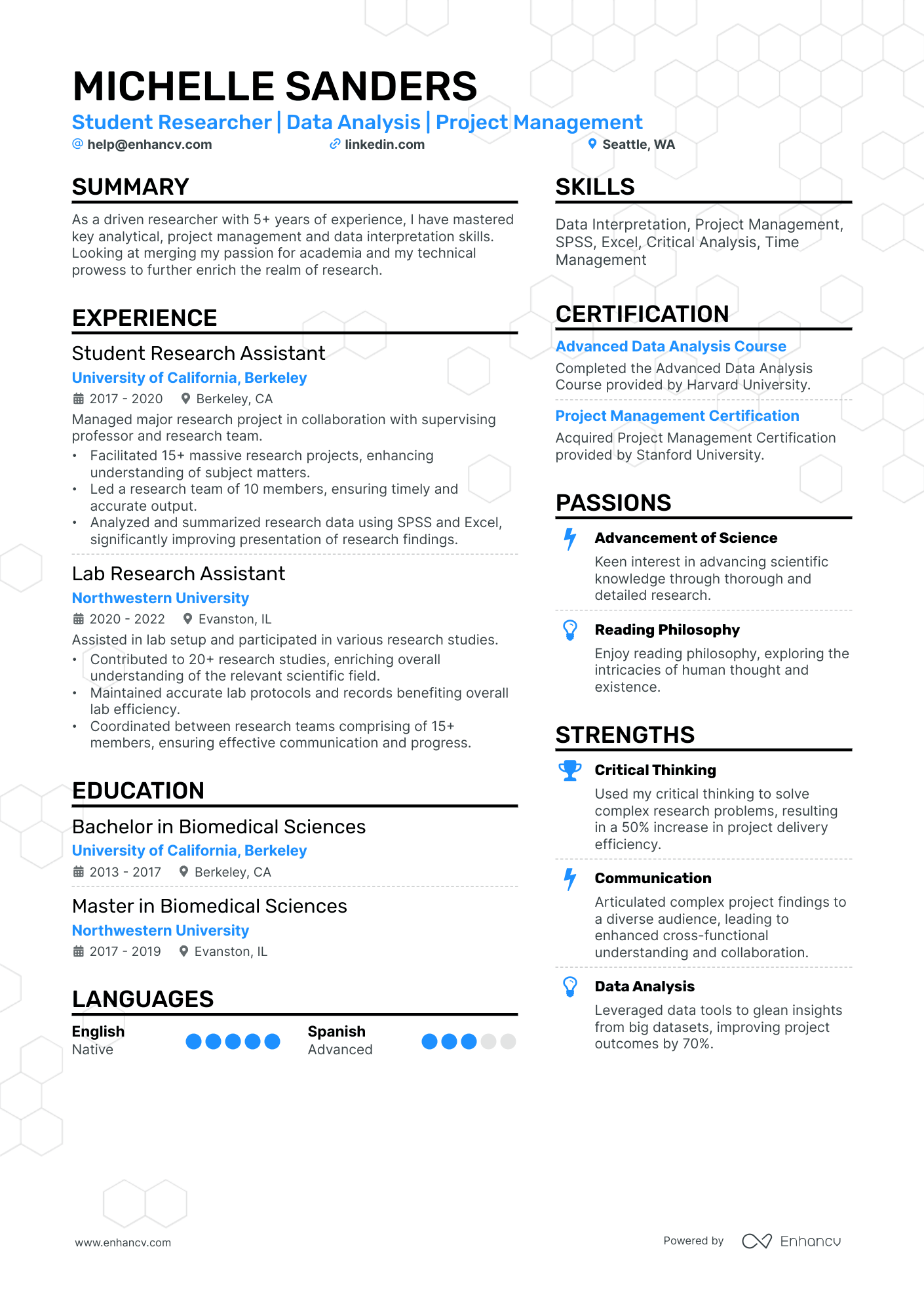 A resume example of a Double Column