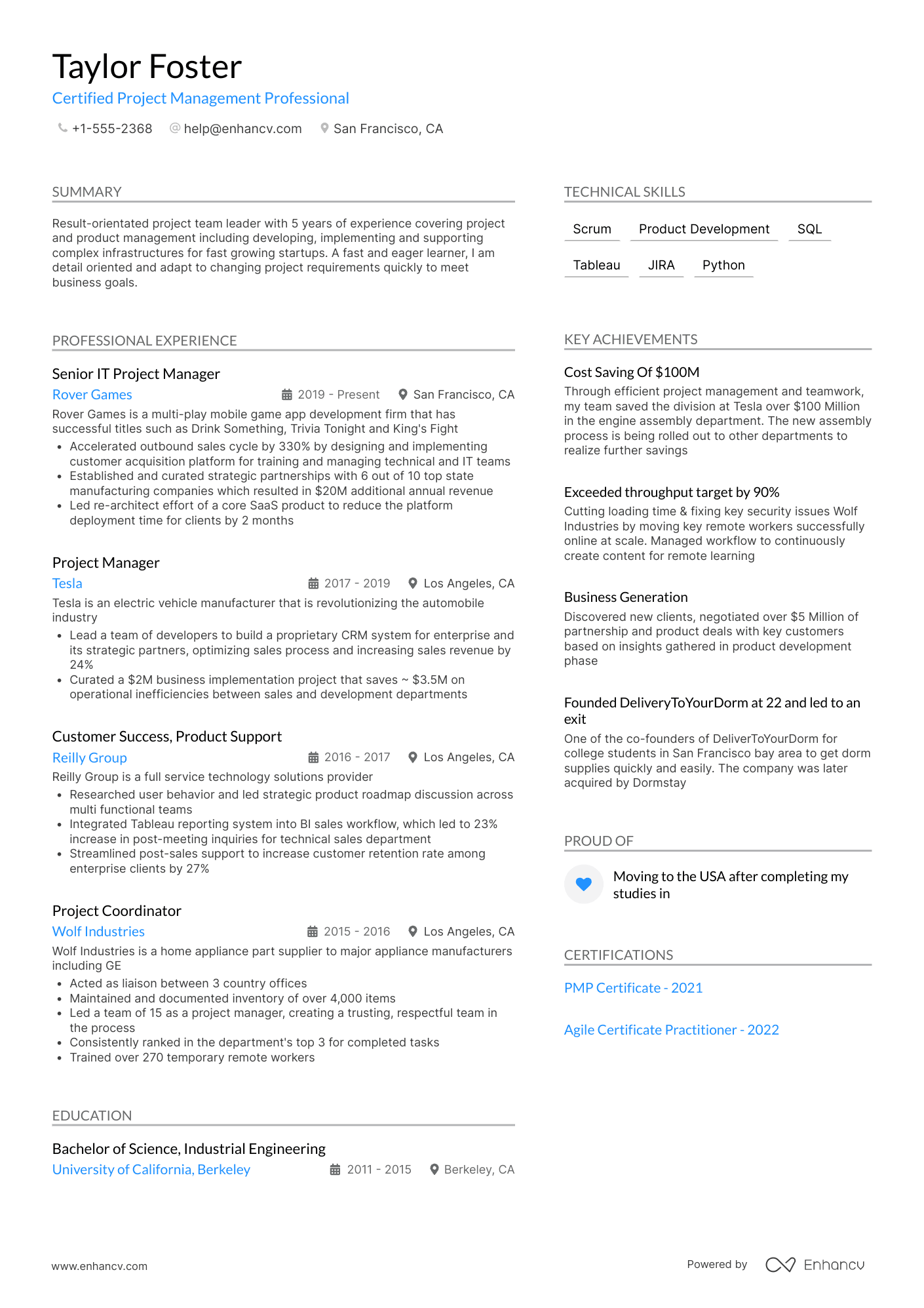 Project Manager resume