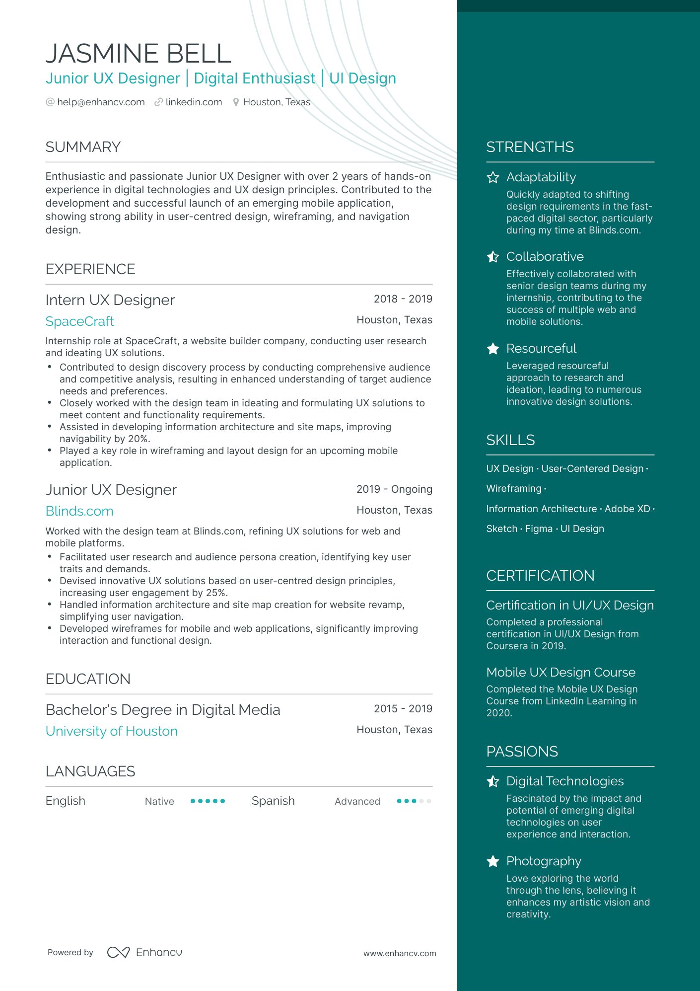 undefined Junior UX Designer Resume Template