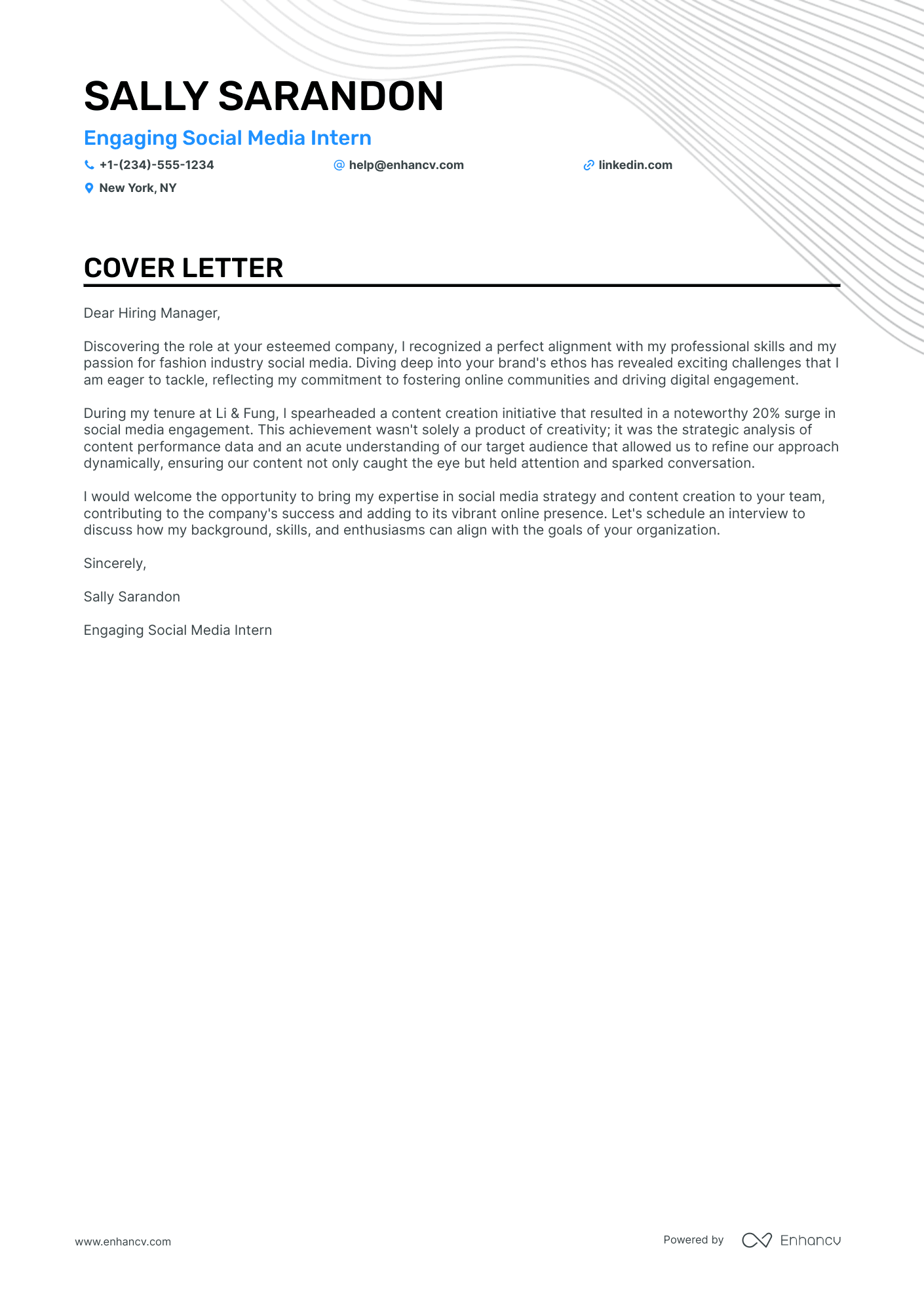 social media manager cover letter examples