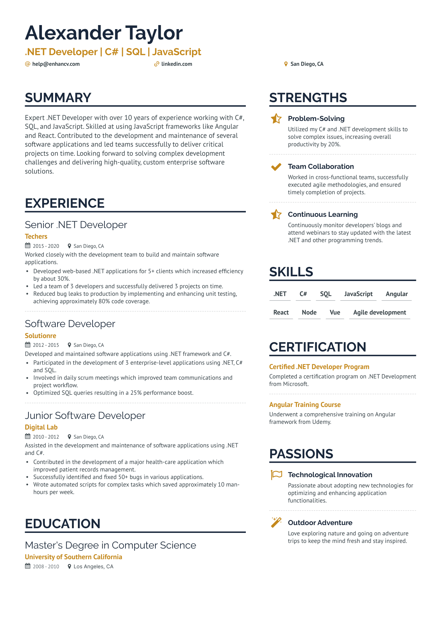 write a developer resume