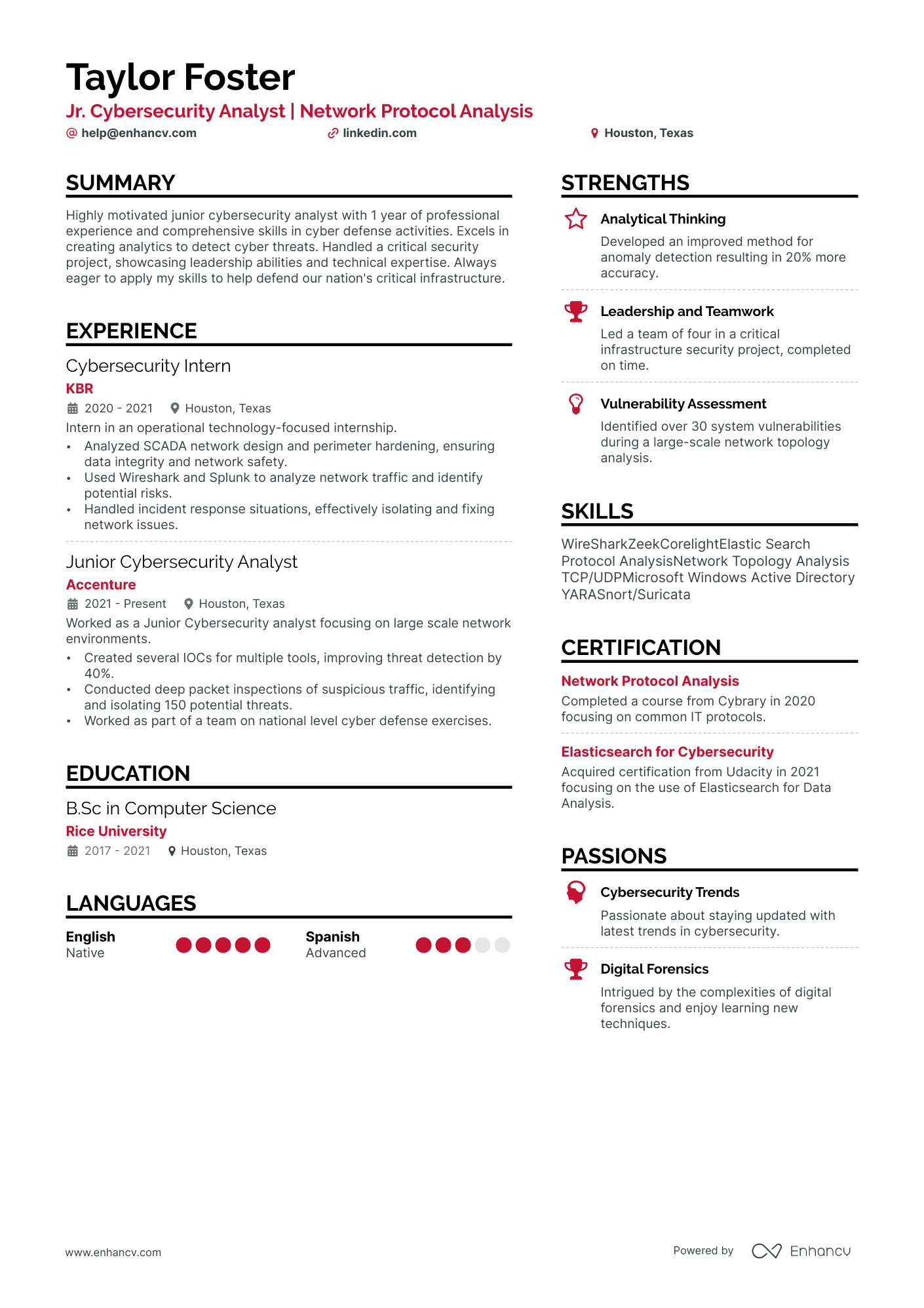 entry level cyber security resume summary