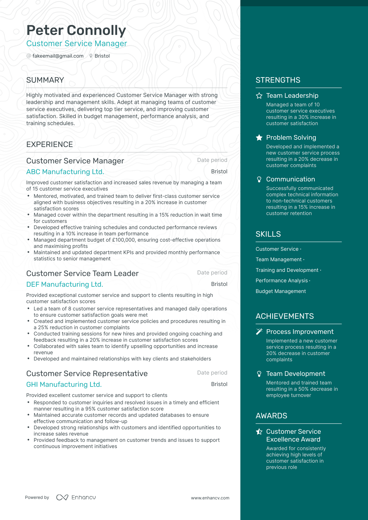 Customer Service Manager Job Summary