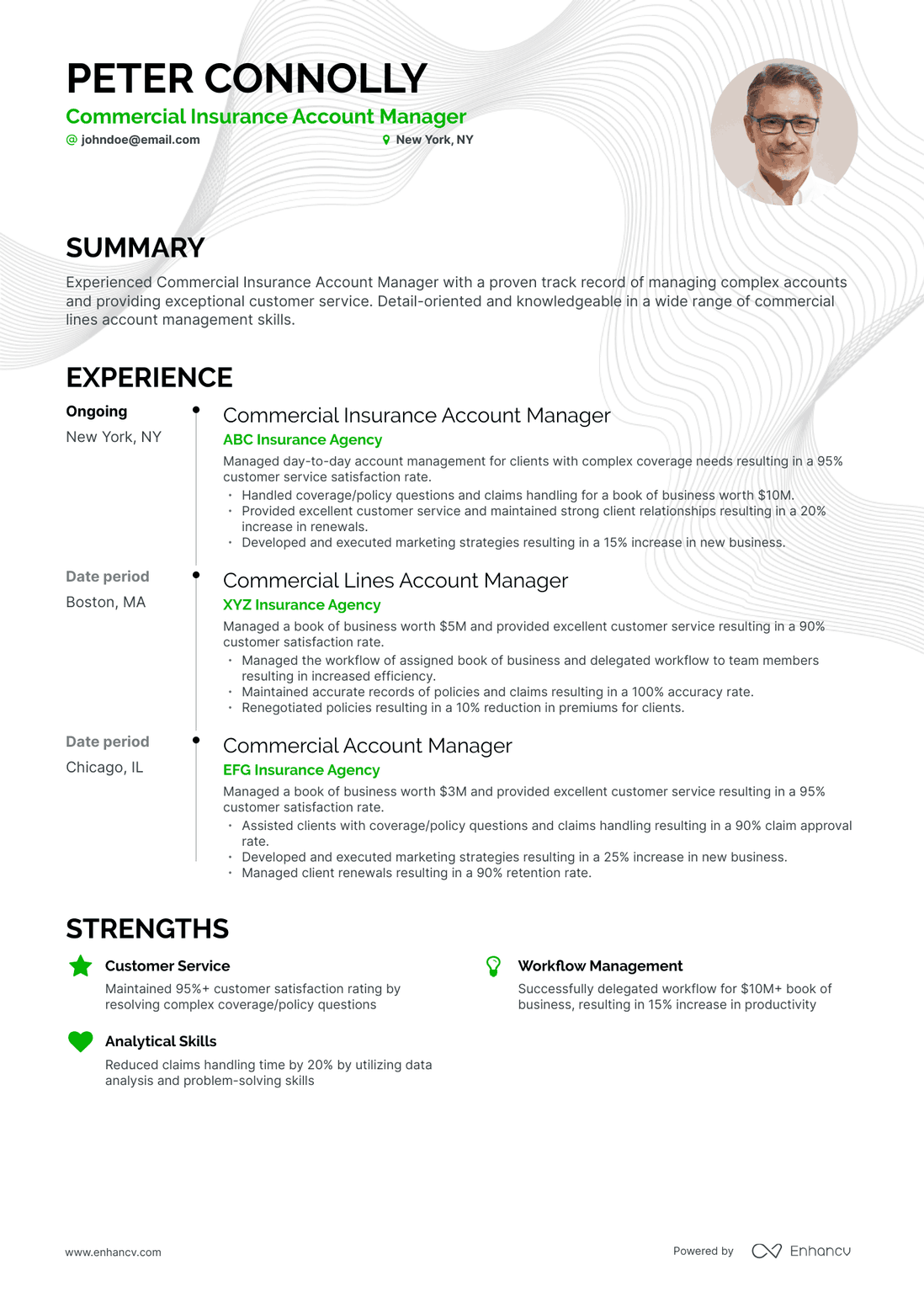 Timeline Commercial Account Manager Resume Template