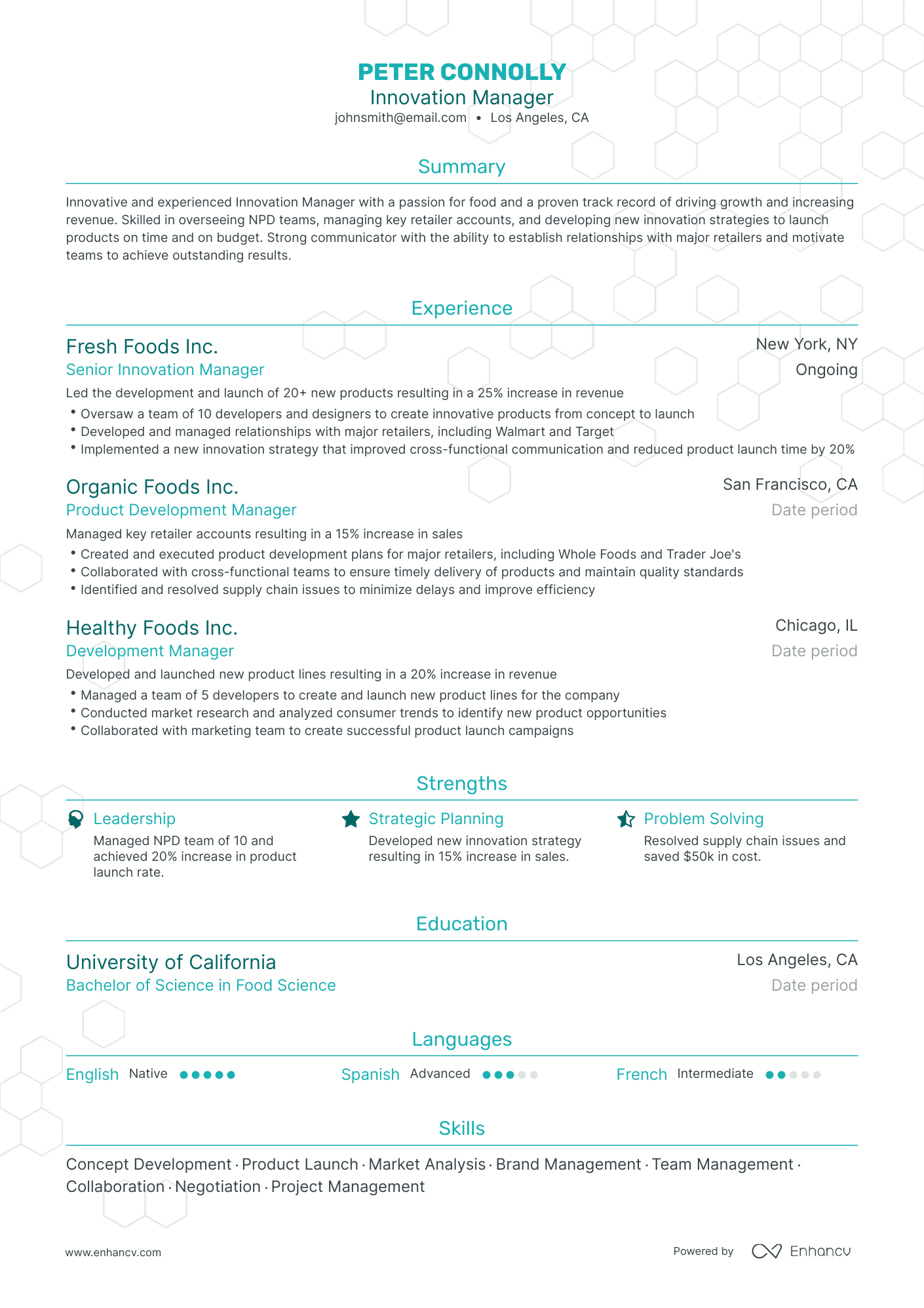Traditional Innovation Manager Resume Template