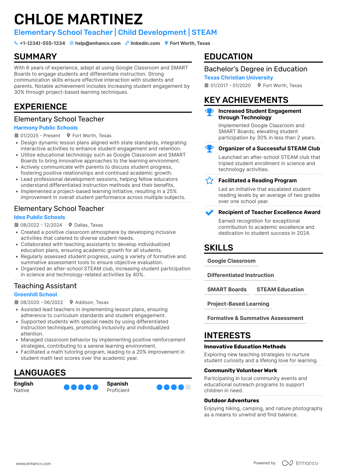 Teacher resume