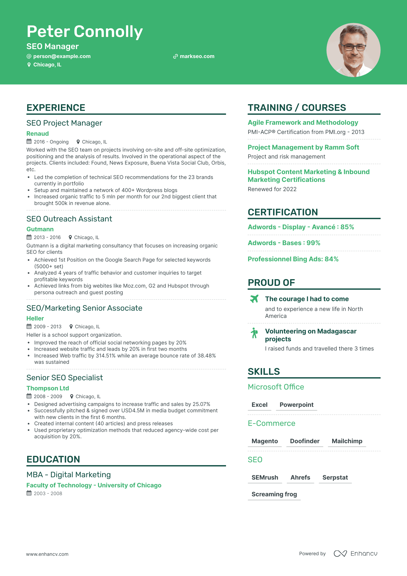 Creative SEO Manager Resume Template