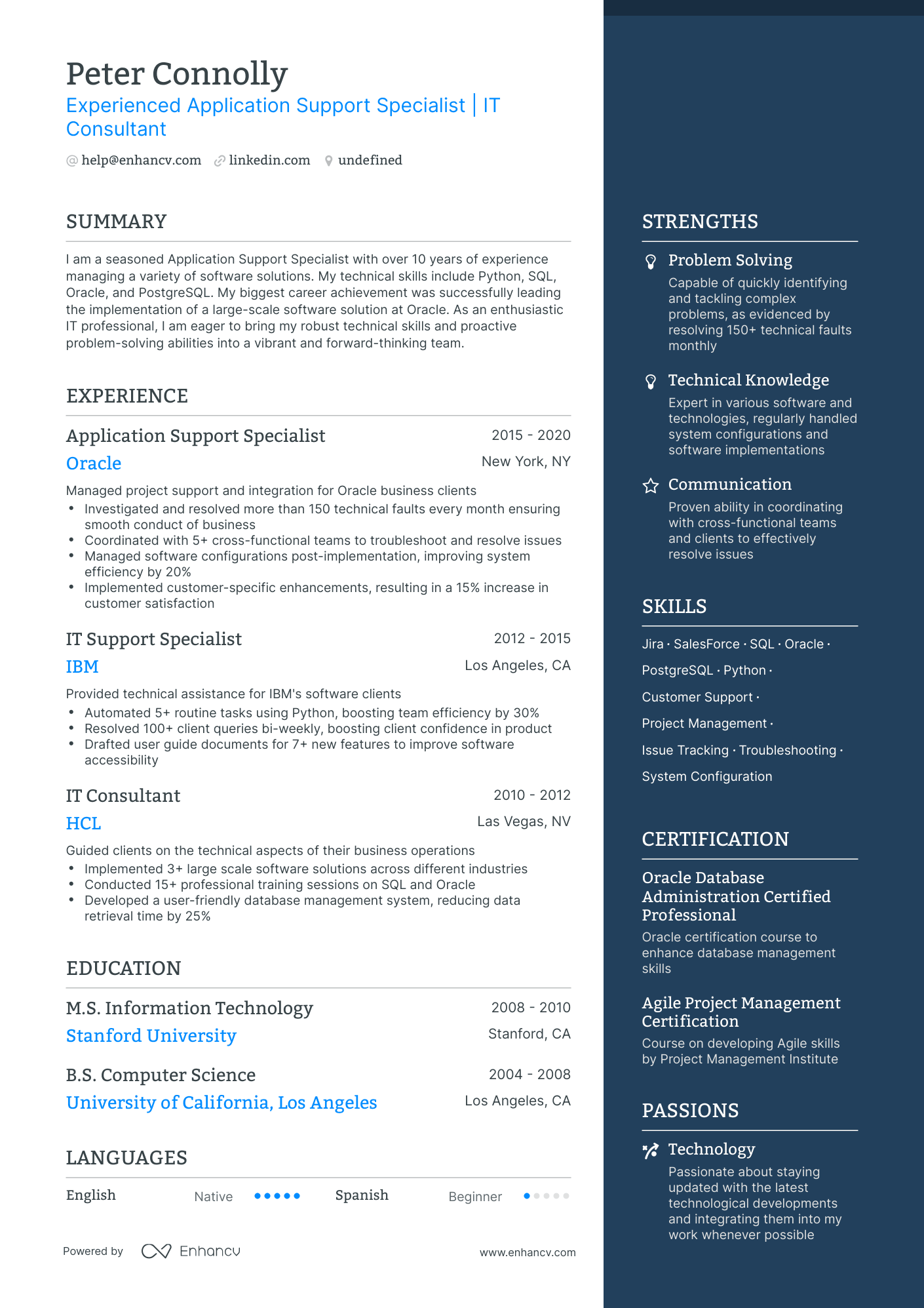 undefined Application Support Specialist Resume Template