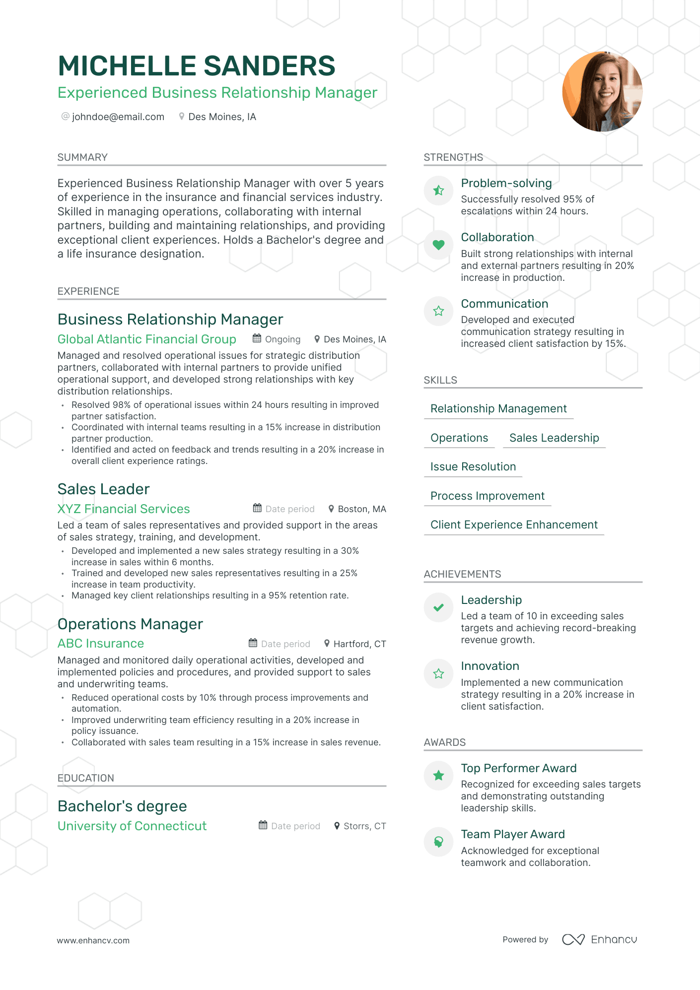 Modern Business Relationship Manager Resume Template