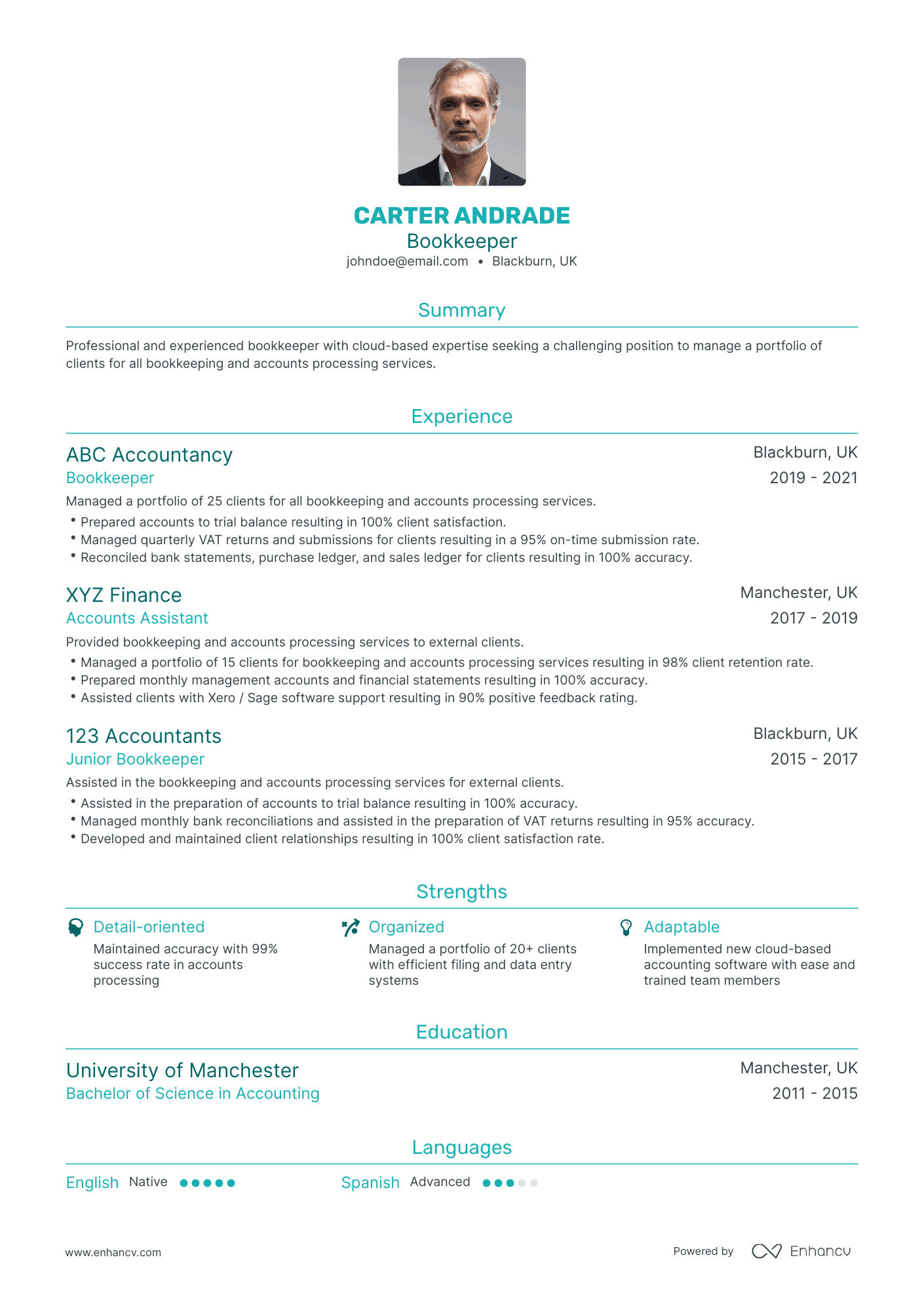 Traditional Bookkeeper Resume Template
