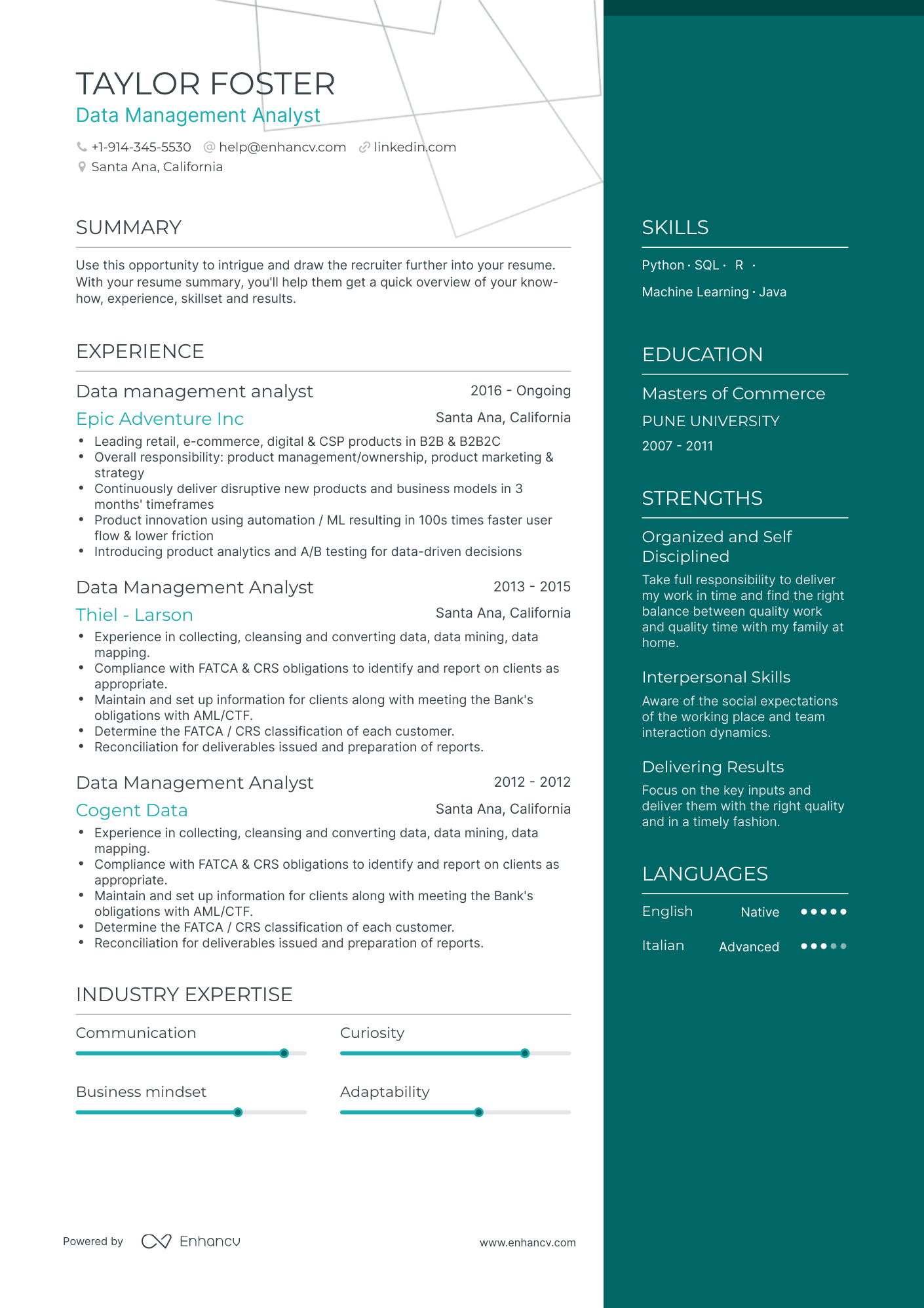 Data Management Analyst Resume Examples & Guide for 2023 (Layout ...