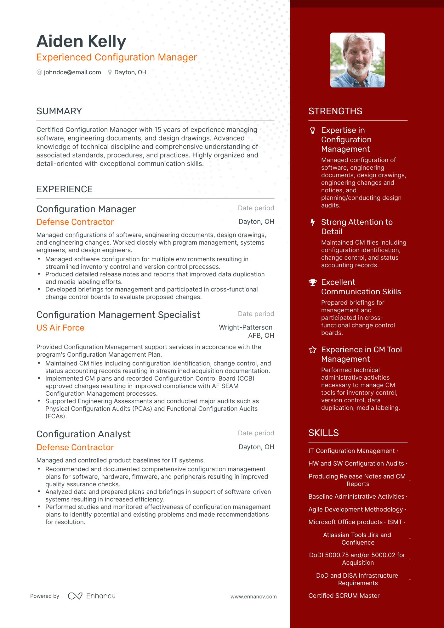 One Page Configuration Manager Resume Template