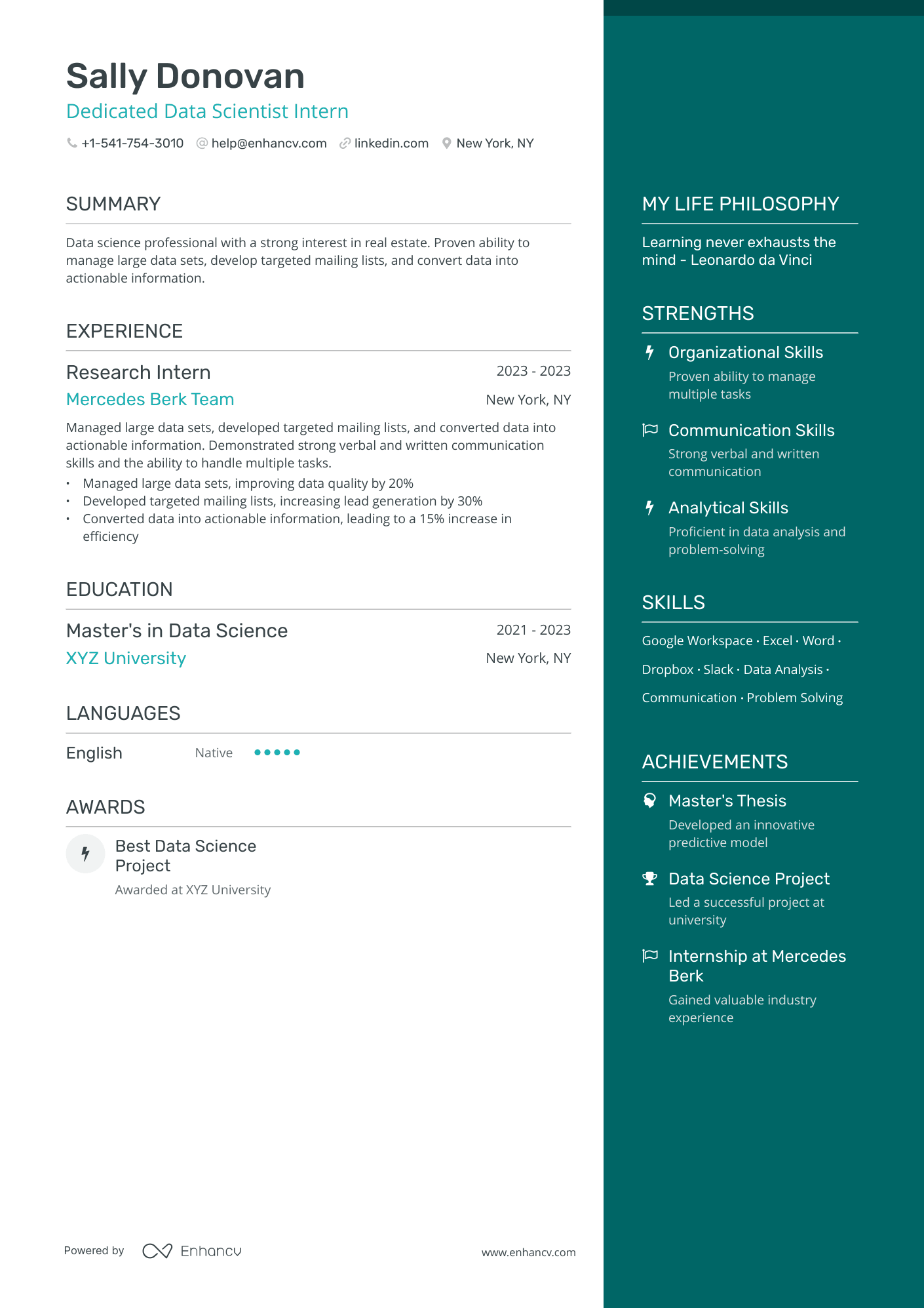 intern description for resume