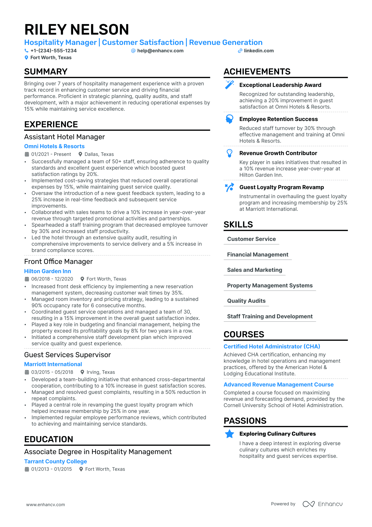 sample resume general manager