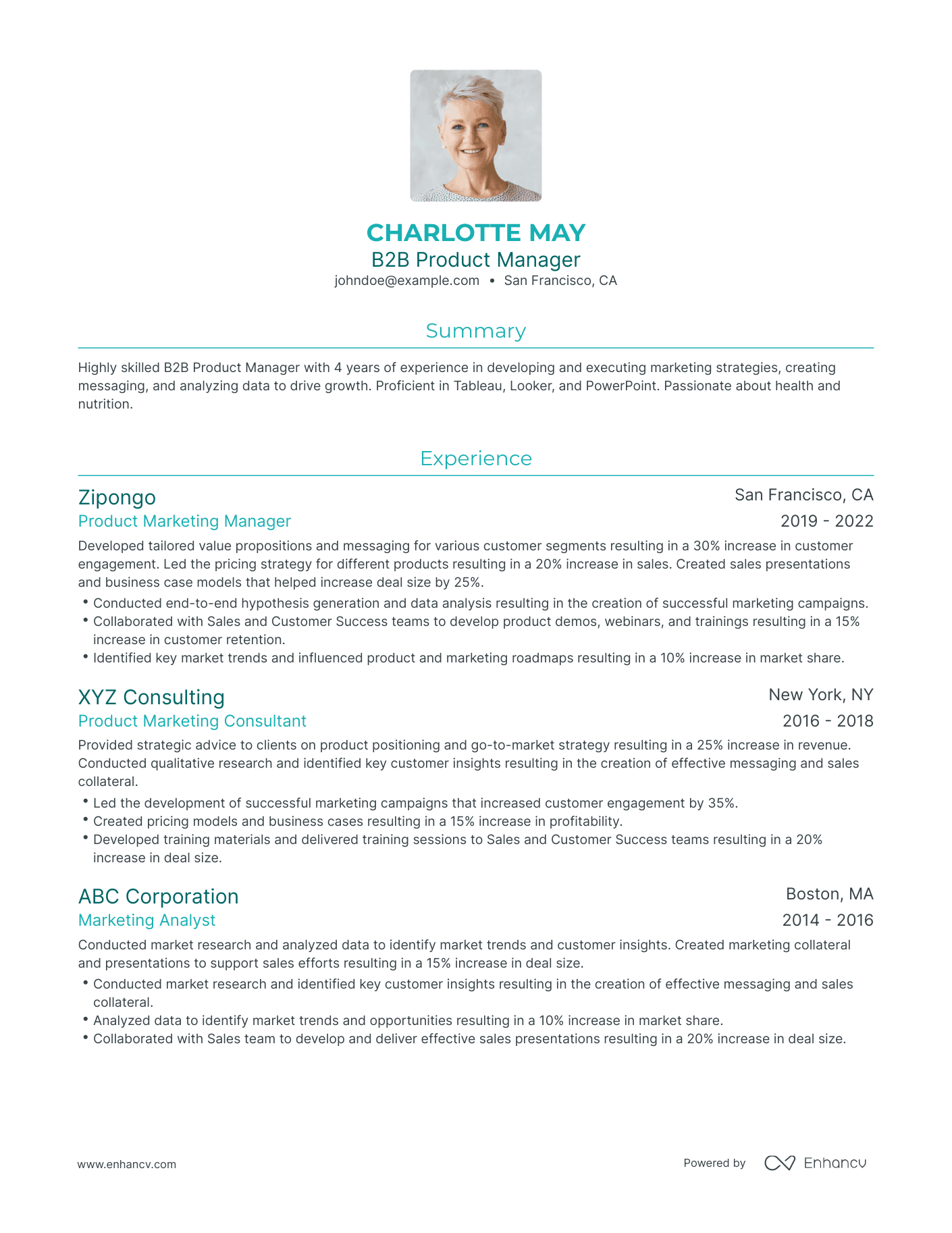 Traditional B2B Product Manager Resume Template