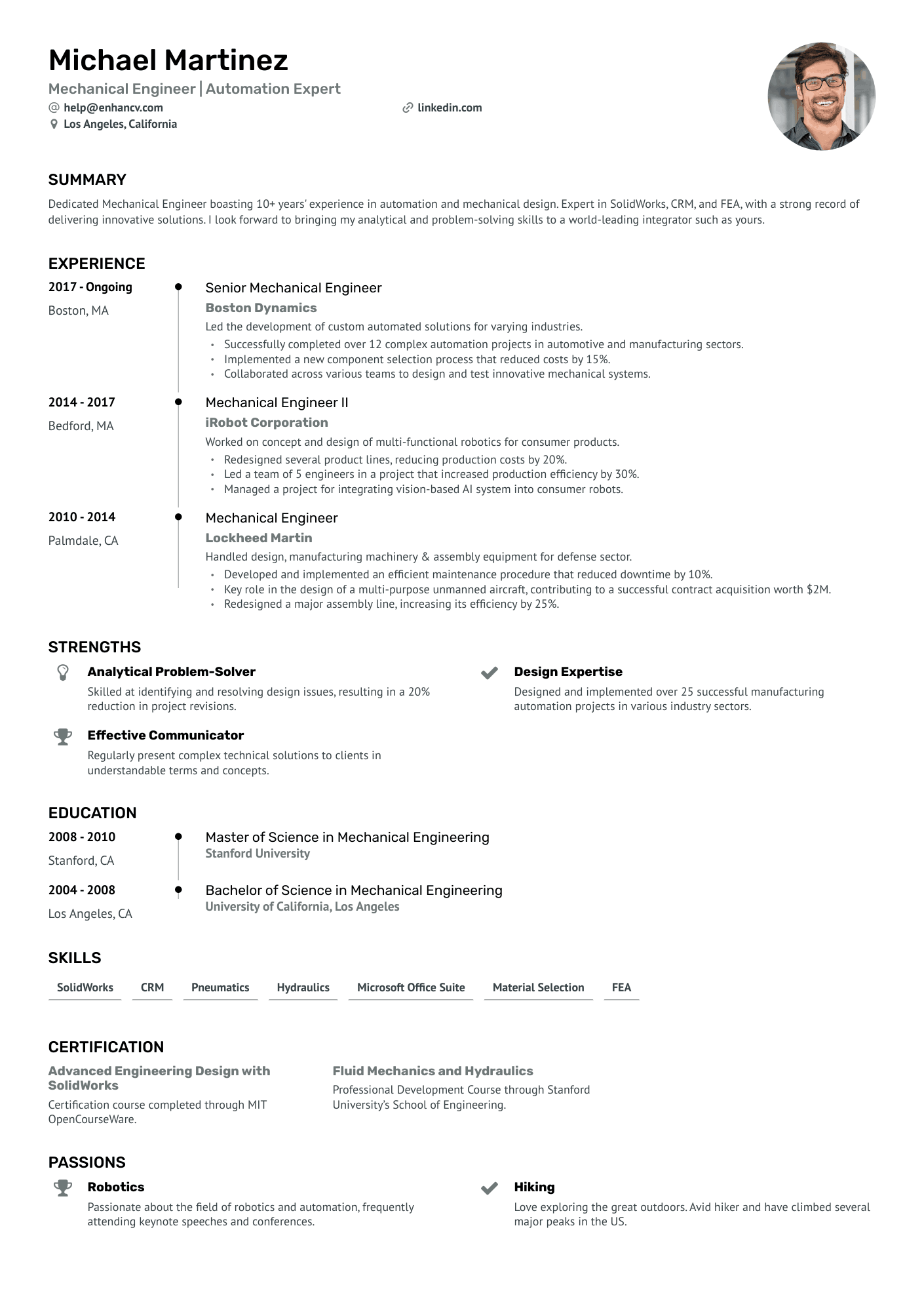 mechanical service engineer resume format