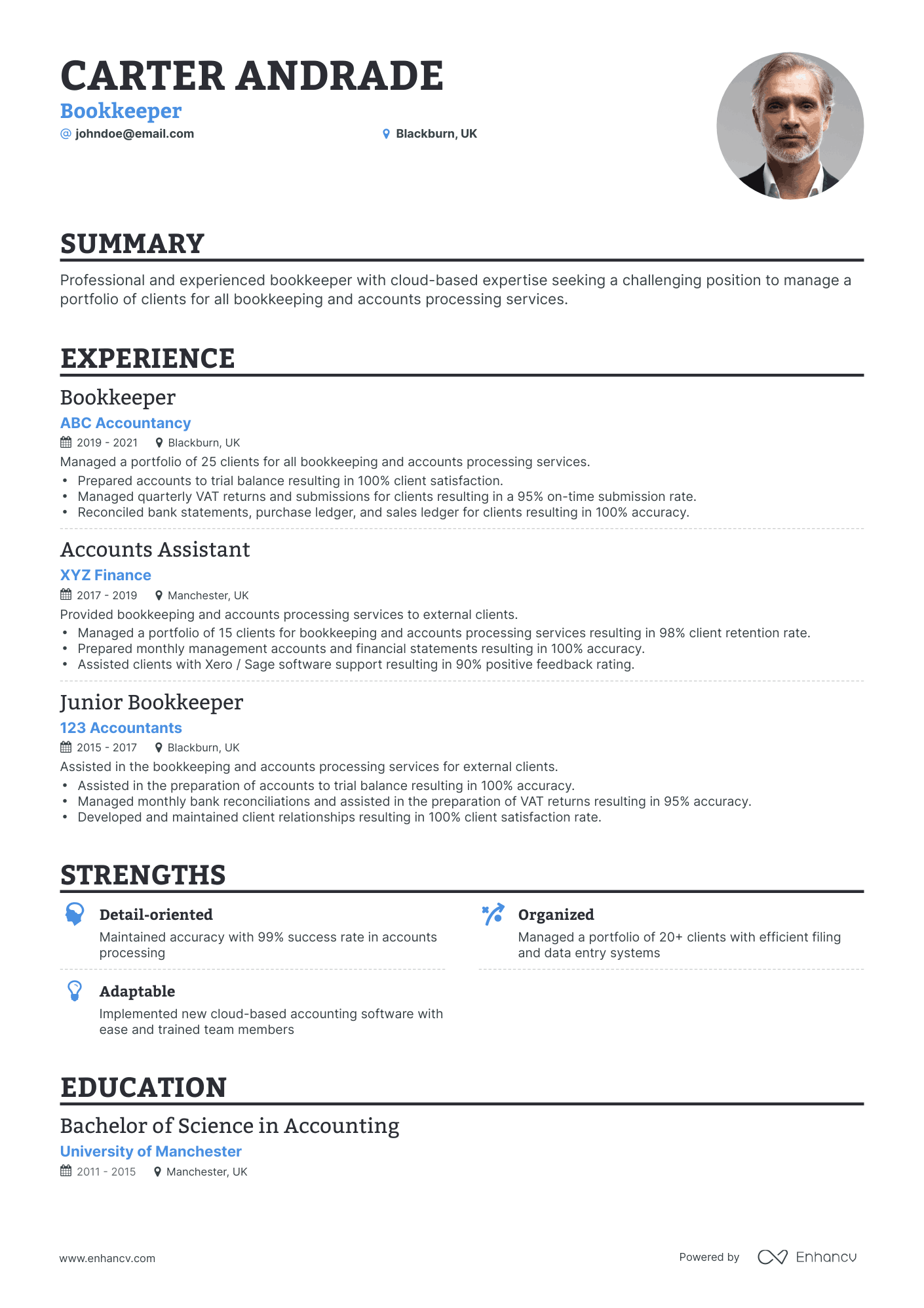 Classic Bookkeeper Resume Template